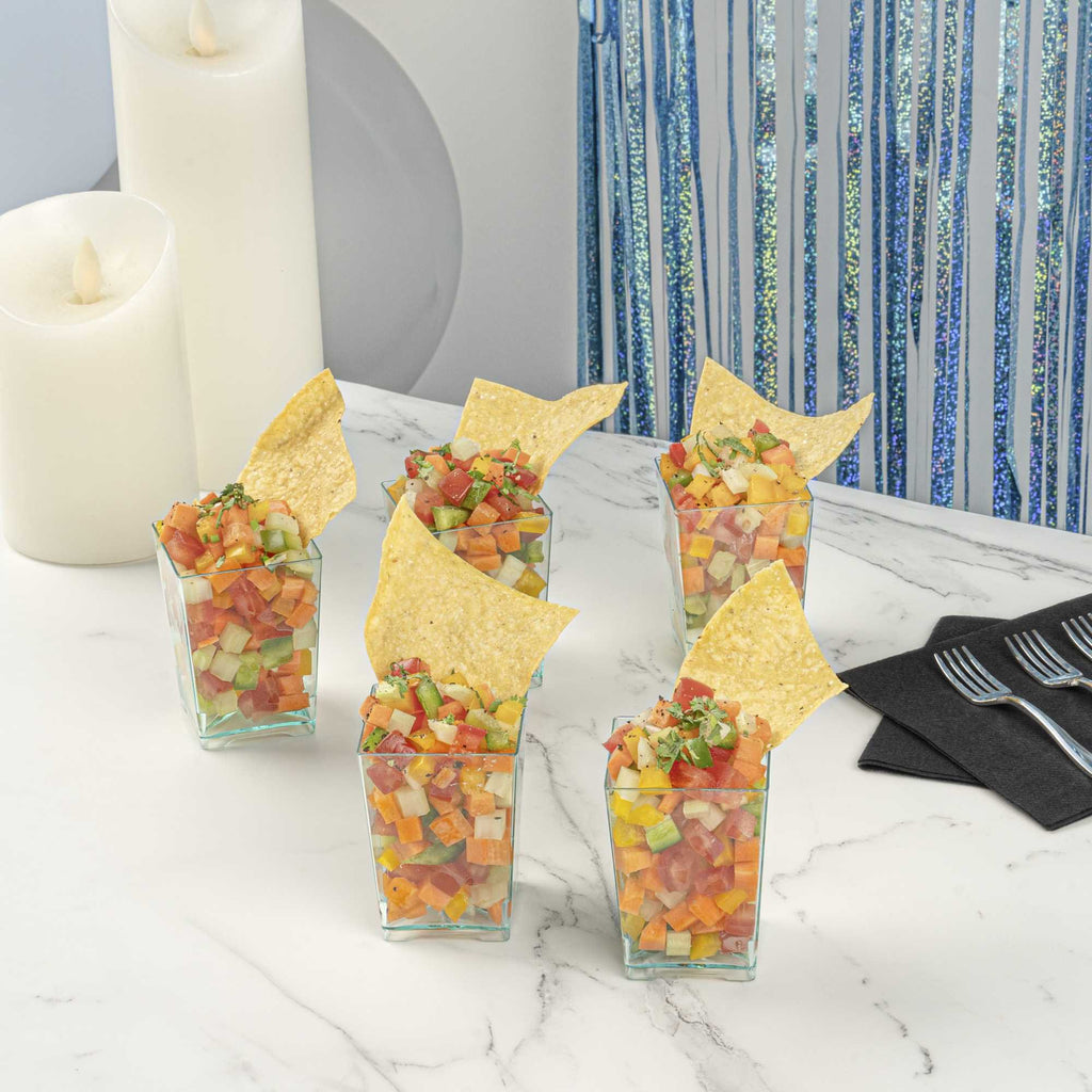 Mini Serve 4 oz Square Seagreen Plastic Tall Quadrato Cup - 2" x 2" x 2 3/4" - 20 count box