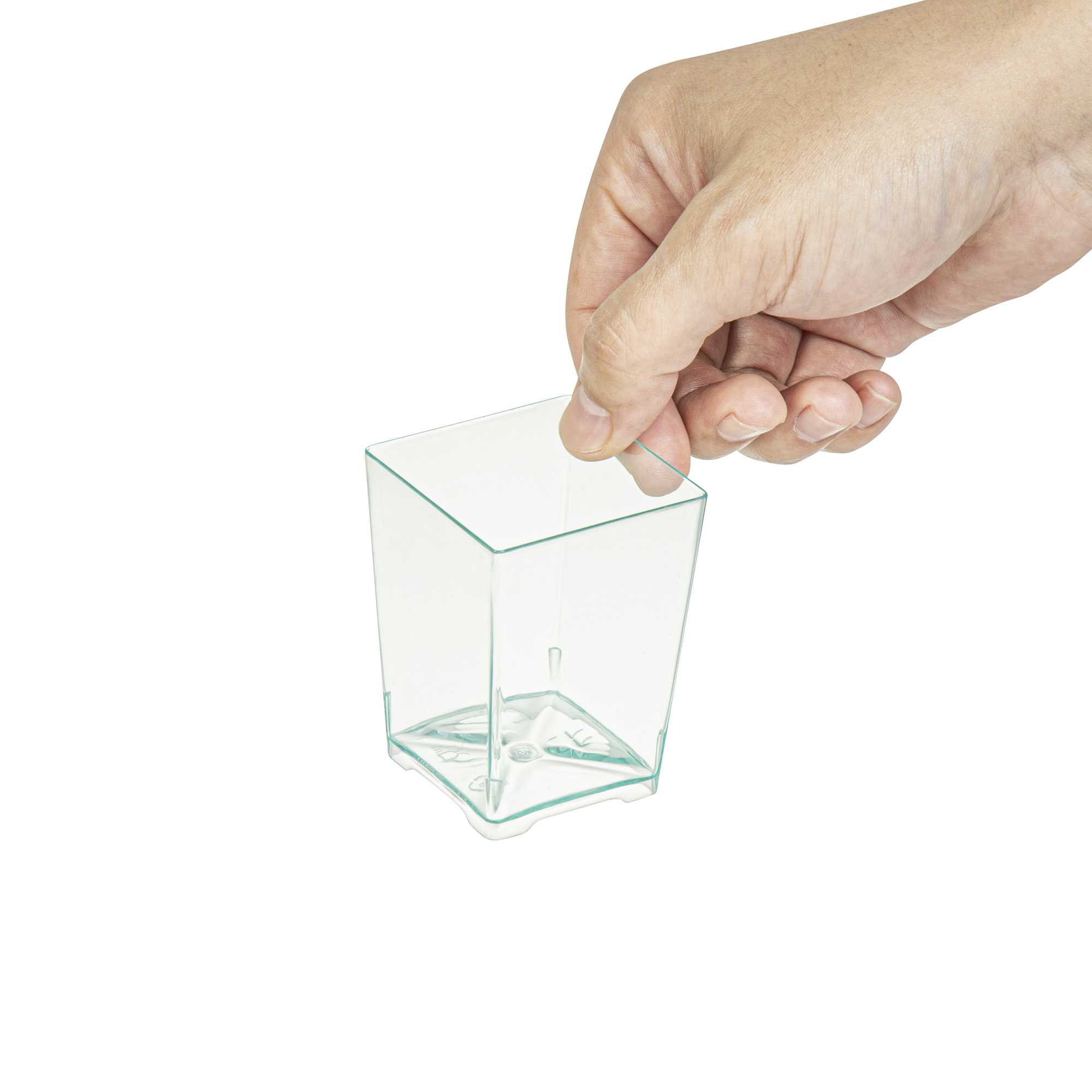 Mini Serve 4 oz Square Seagreen Plastic Tall Quadrato Cup - 2" x 2" x 2 3/4" - 20 count box