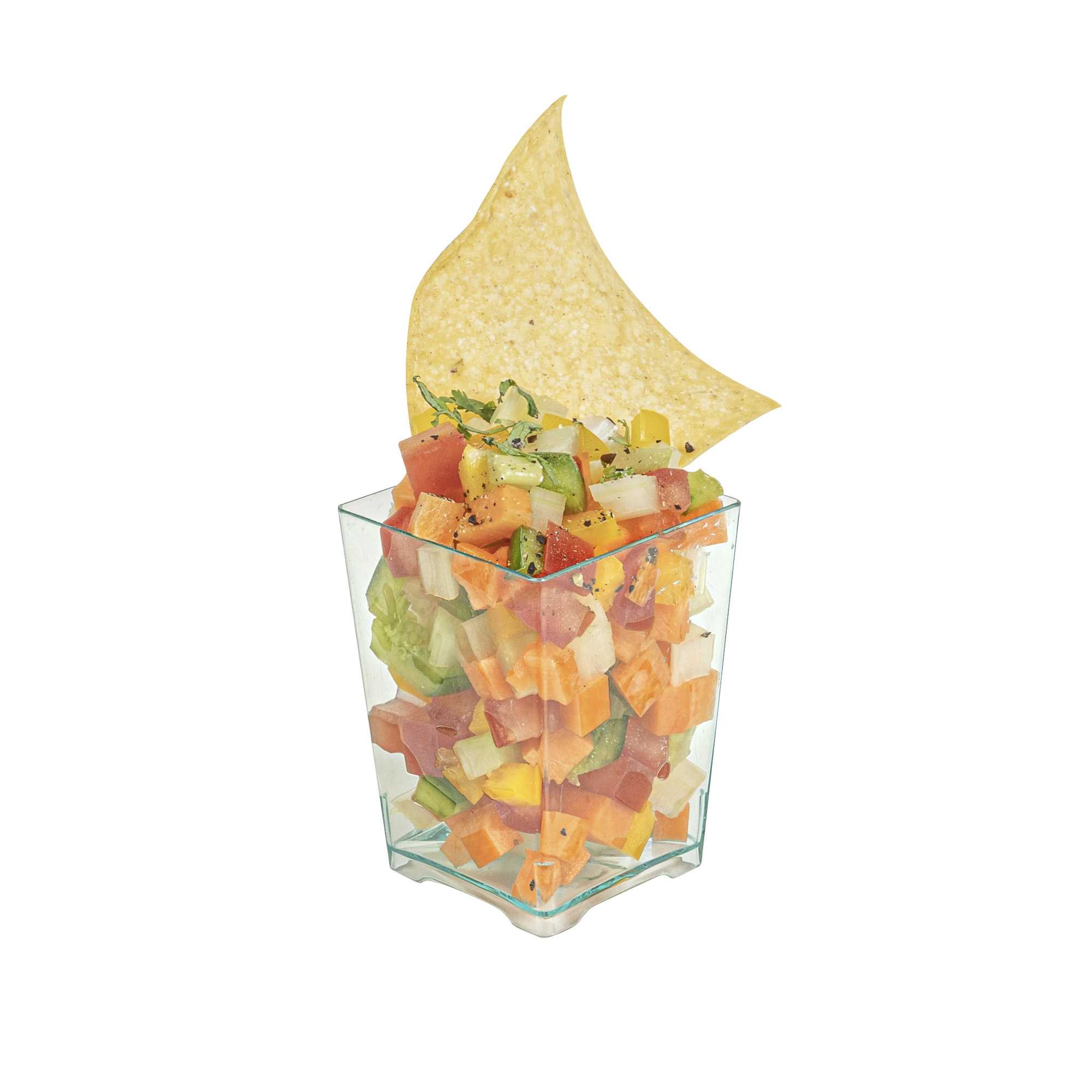 Mini Serve 4 oz Square Seagreen Plastic Tall Quadrato Cup - 2" x 2" x 2 3/4" - 20 count box