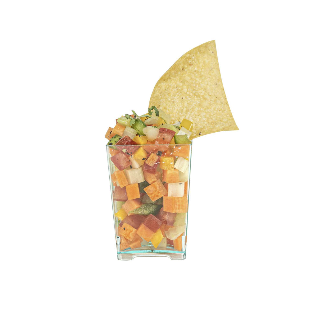 Mini Serve 4 oz Square Seagreen Plastic Tall Quadrato Cup - 2" x 2" x 2 3/4" - 20 count box