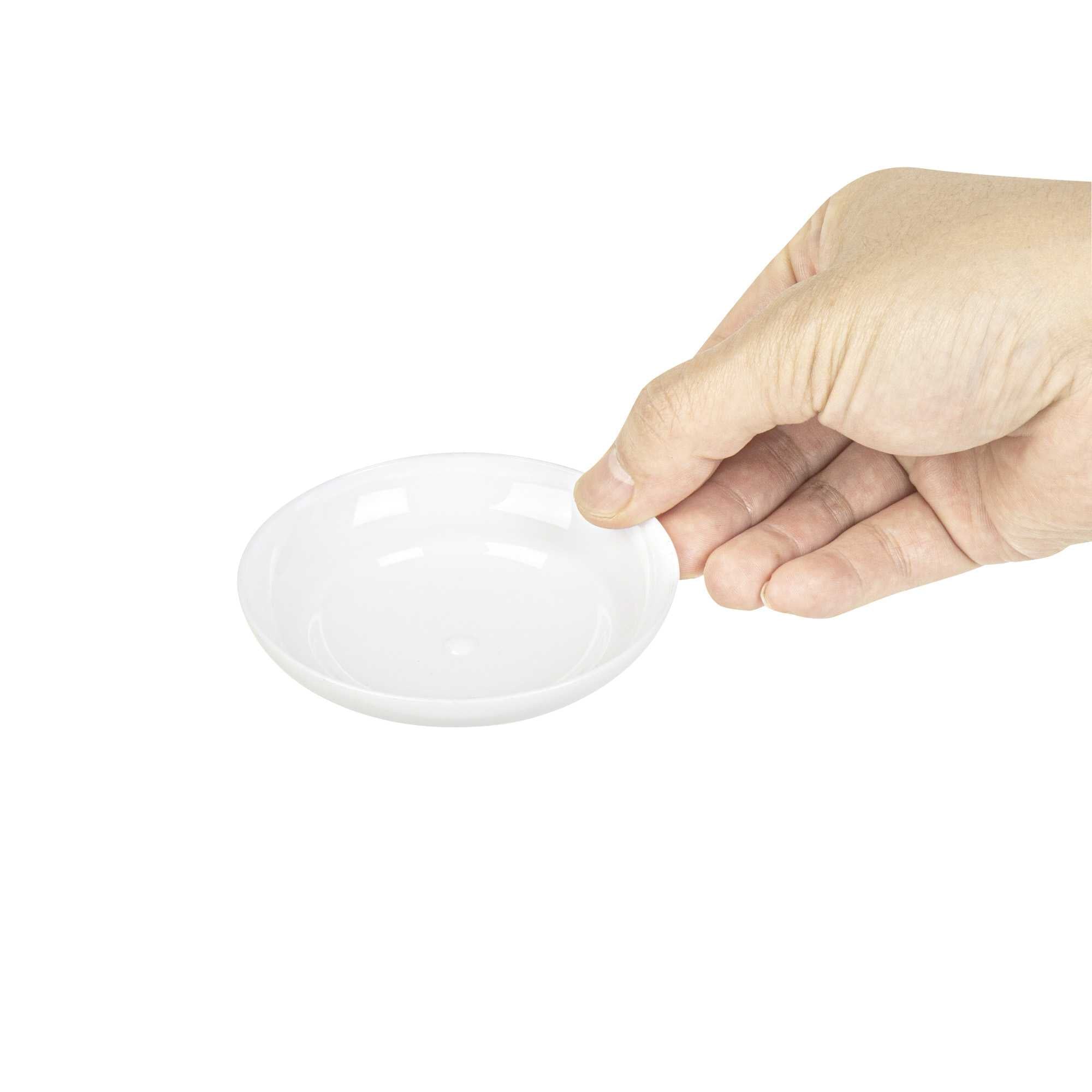 Mini Serve Round White Plastic Mini Rotondo Plate - 3 1/4" x 3 1/4" x 3/4" - 25 count box