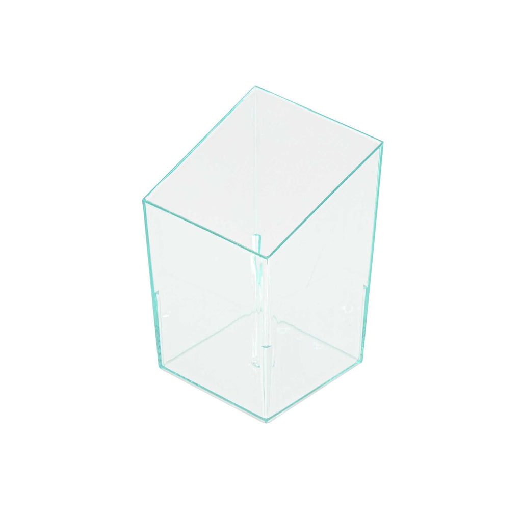 Mini Serve 3 oz Square Seagreen Plastic Incline Cup - 1 3/4" x 1 3/4" x 2 3/4" - 100 count box