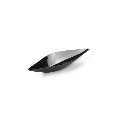 Mini Serve Diamond Black Plastic Canoe Dish - 5" x 1 1/2" x 3/4" - 100 count box