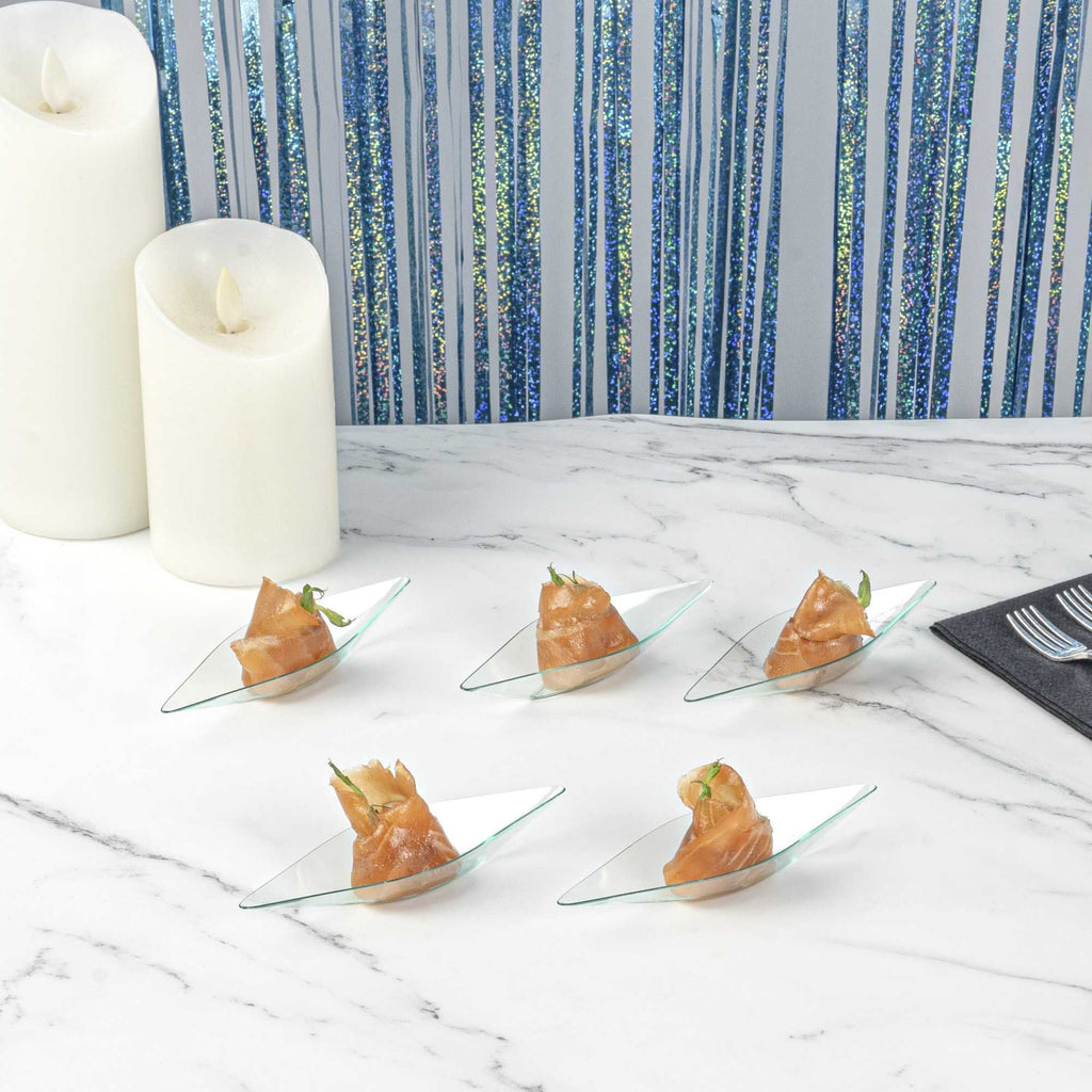 Mini Serve Diamond Seagreen Plastic Canoe Dish - 5" x 1 1/2" x 3/4" - 100 count box