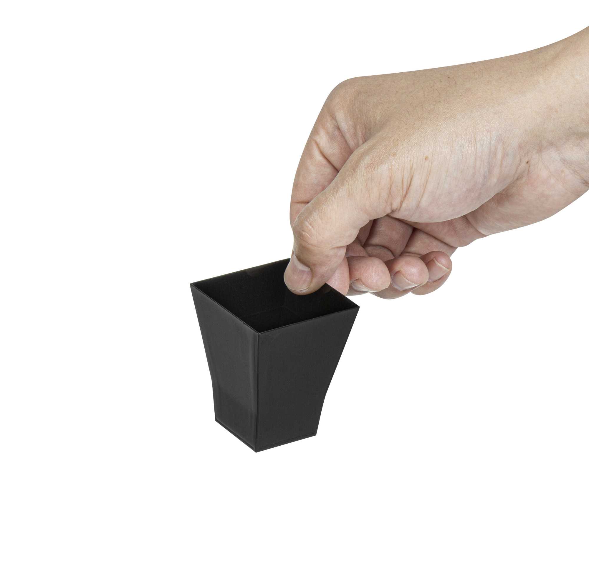 Mini Serve 2 oz Square Black Plastic Bonito Cup - 1 3/4" x 1 3/4" x 2 1/4" - 100 count box