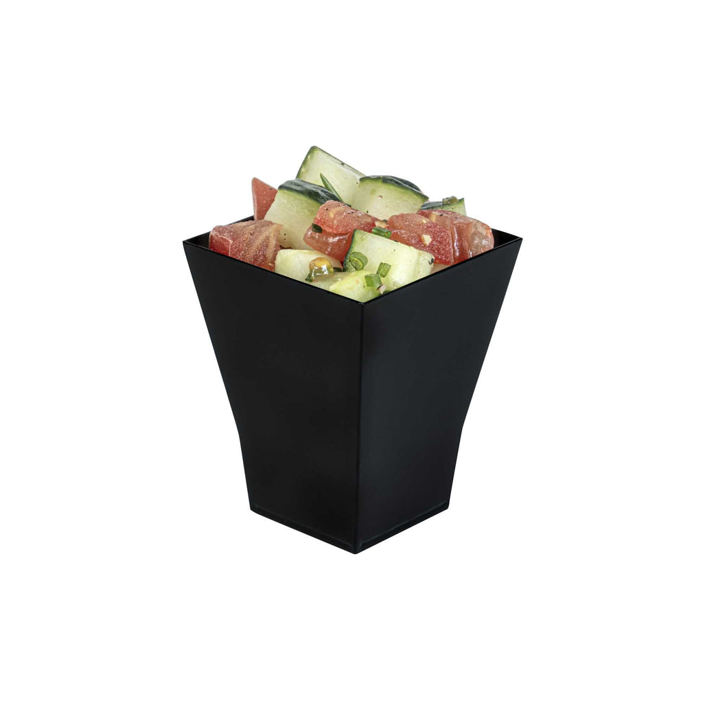 Mini Serve 2 oz Square Black Plastic Bonito Cup - 1 3/4" x 1 3/4" x 2 1/4" - 100 count box