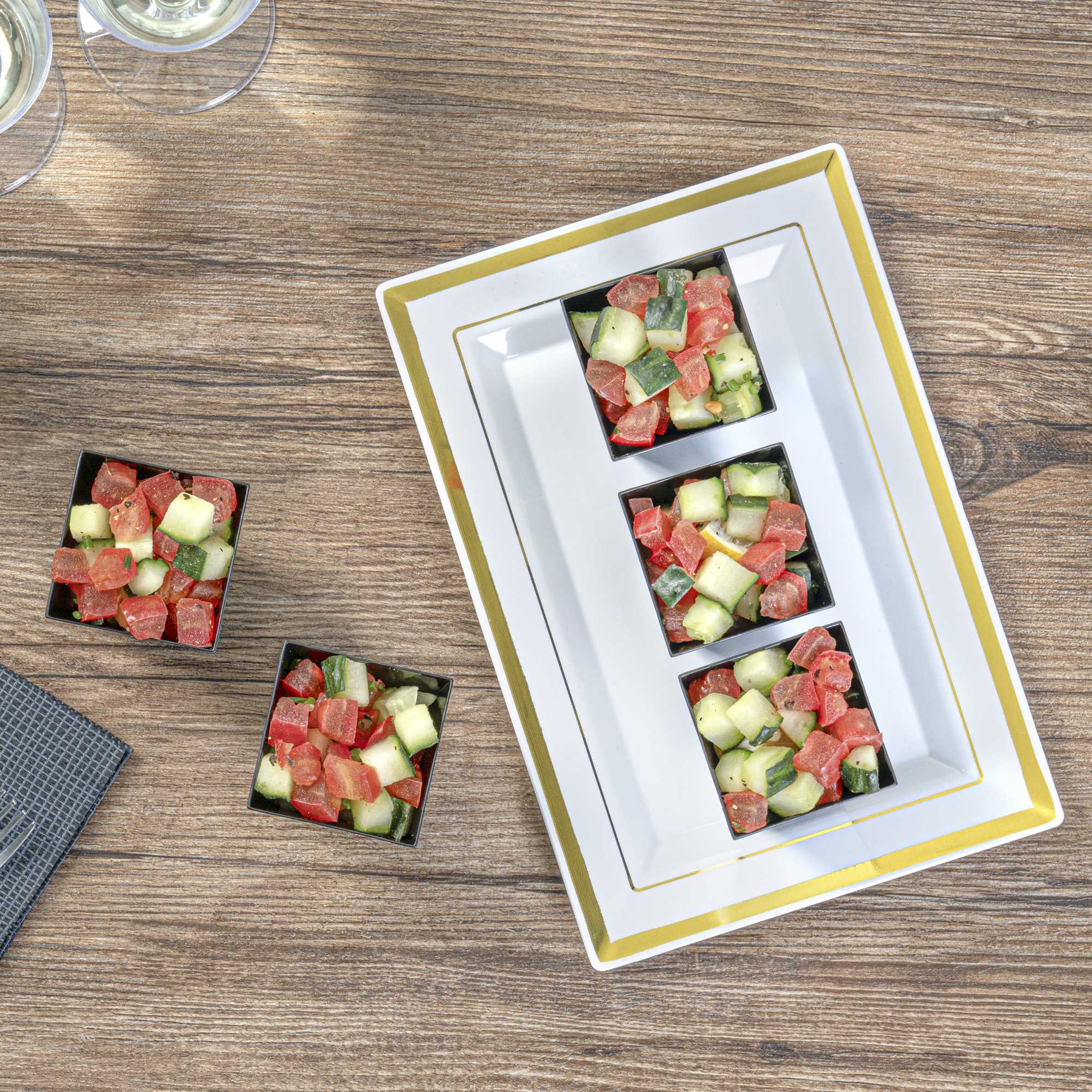 Mini Serve 2 oz Square Black Plastic Bonito Cup - 1 3/4" x 1 3/4" x 2 1/4" - 100 count box