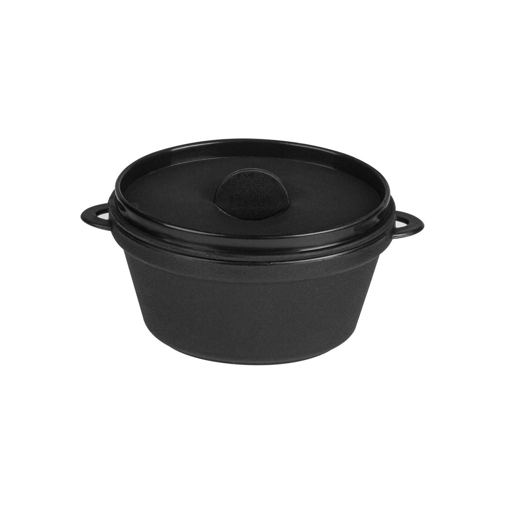 Mini Serve 3 oz Oval Black Plastic Mini Kettle Dish - 3" x 2 1/4" x 1 1/2" - 100 count box