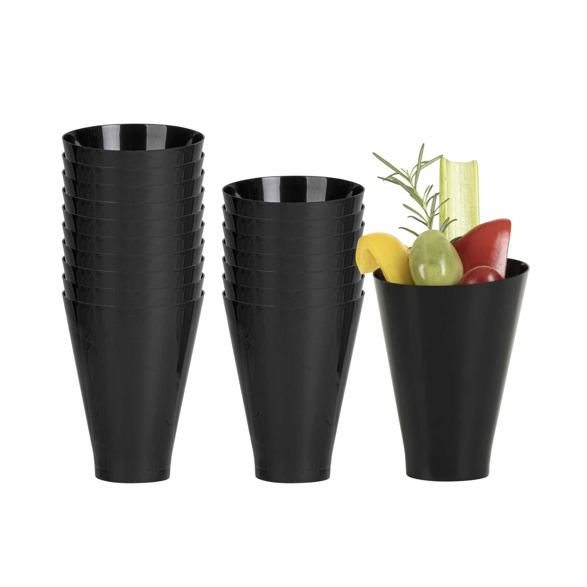 Mini Serve 7 oz Round Black Plastic Incline Glass - 3" x 3" x 4" - 100 count box