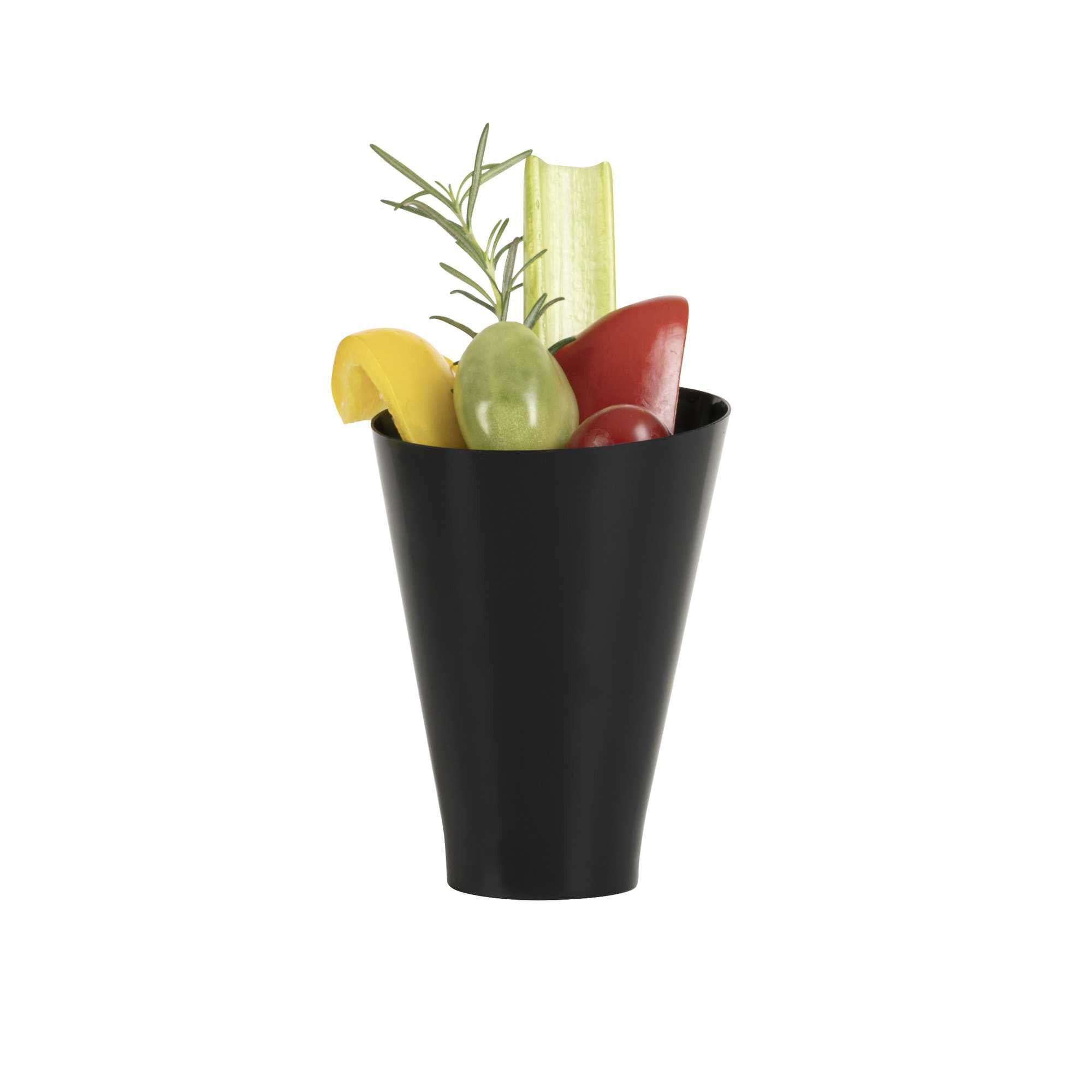 Mini Serve 7 oz Round Black Plastic Incline Glass - 3" x 3" x 4" - 100 count box