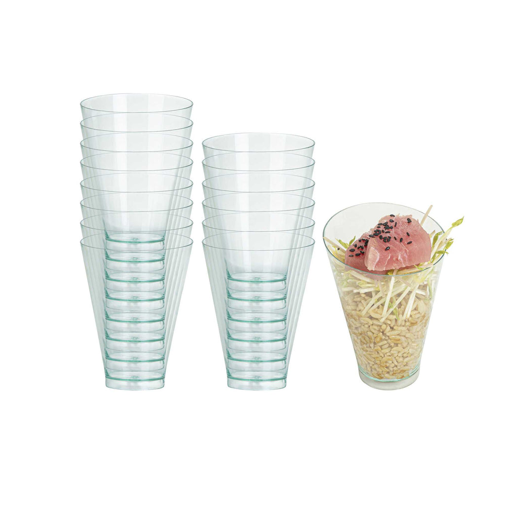 Mini Serve 7 oz Round Seagreen Plastic Incline Glass - 3" x 3" x 4" - 100 count box