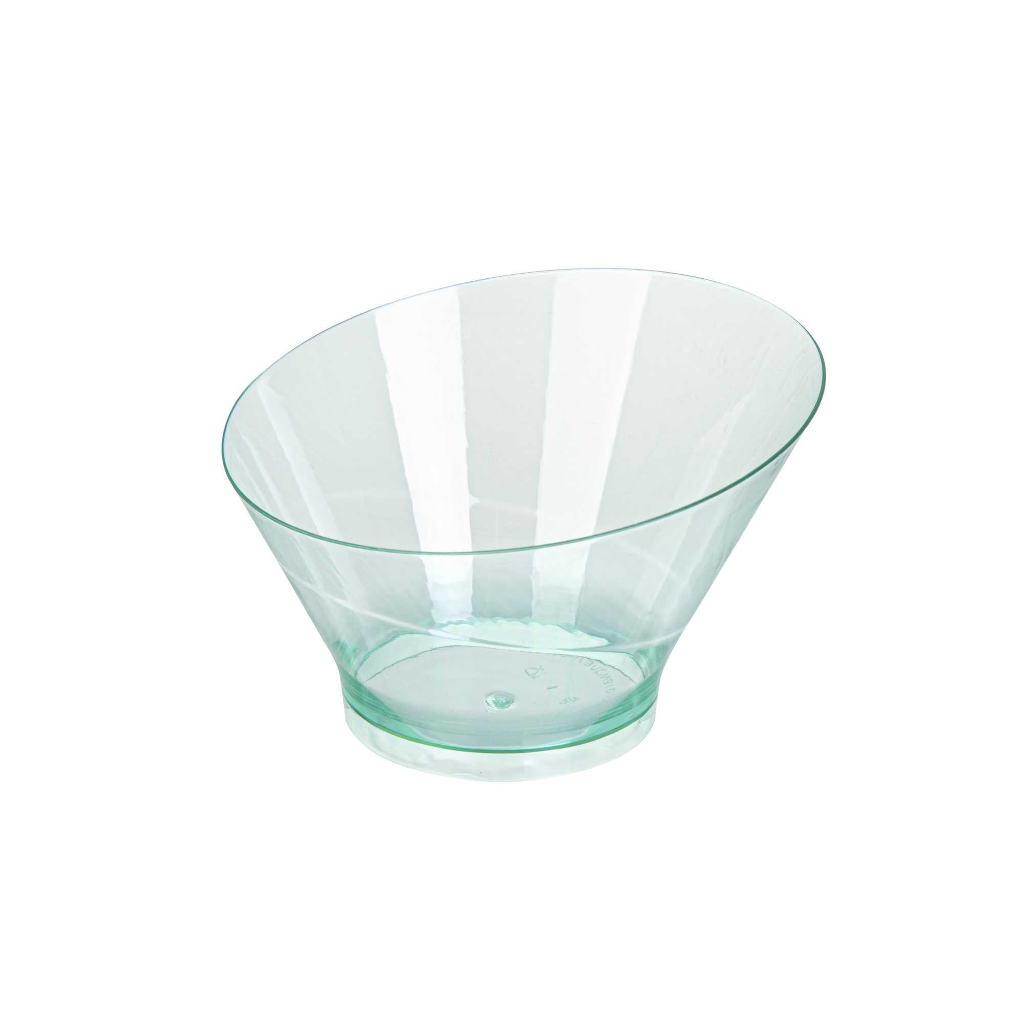 Mini Serve 7 oz Round Seagreen Plastic Incline Bowl - 4 1/4" x 4 1/4" x 2 3/4" - 20 count box