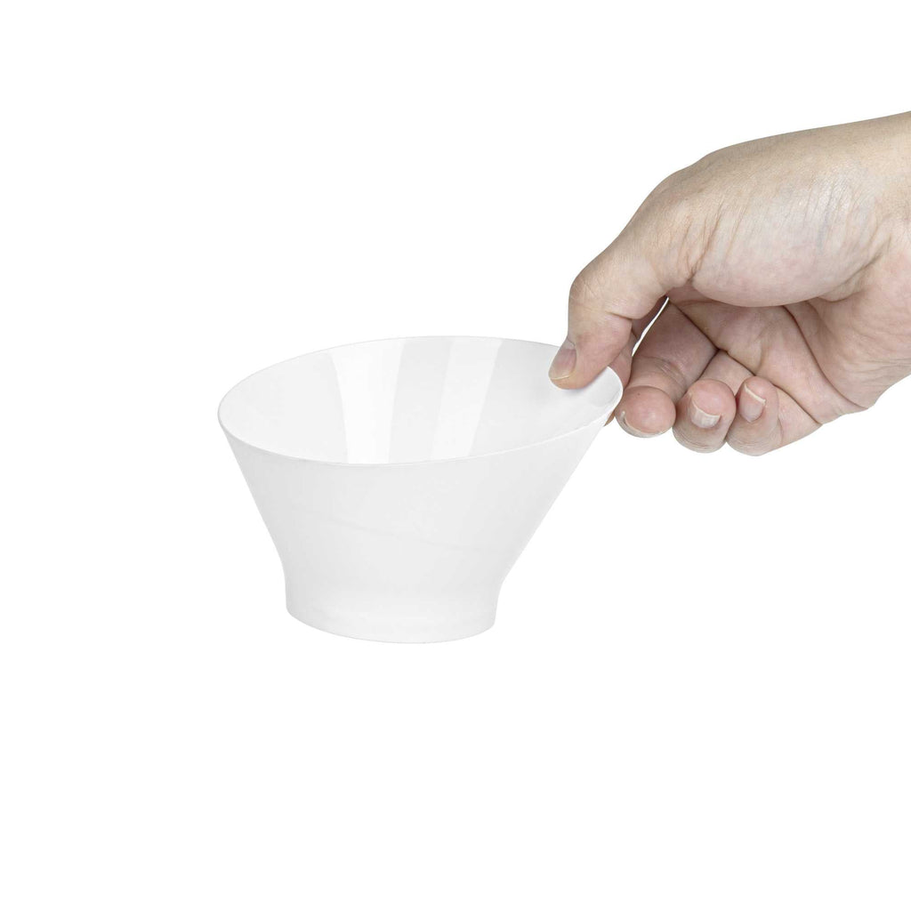 Mini Serve 7 oz Round White Plastic Incline Bowl - 4 1/4" x 4 1/4" x 2 3/4" - 20 count box