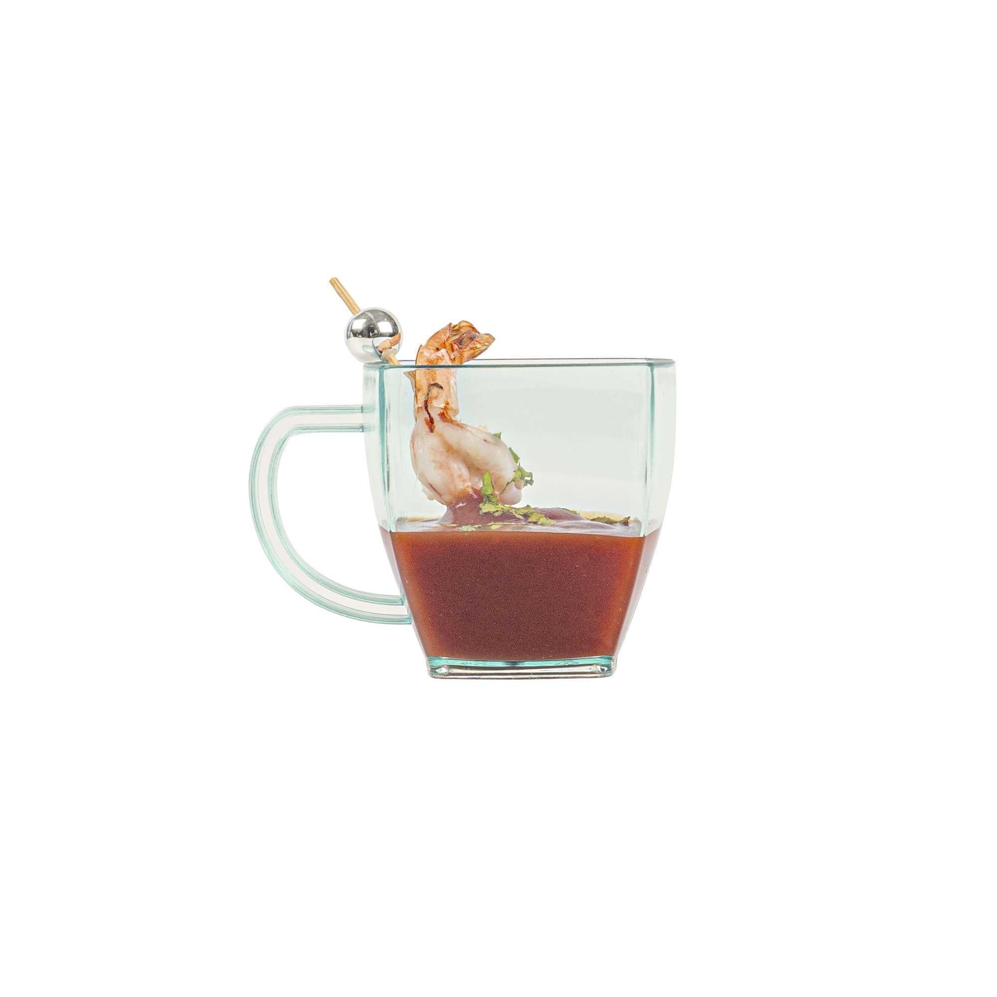 Restpresso 5 oz Square Seagreen Plastic Cafe Cup - 2 1/2" x 2 1/2" x 2 1/2" - 100 count box