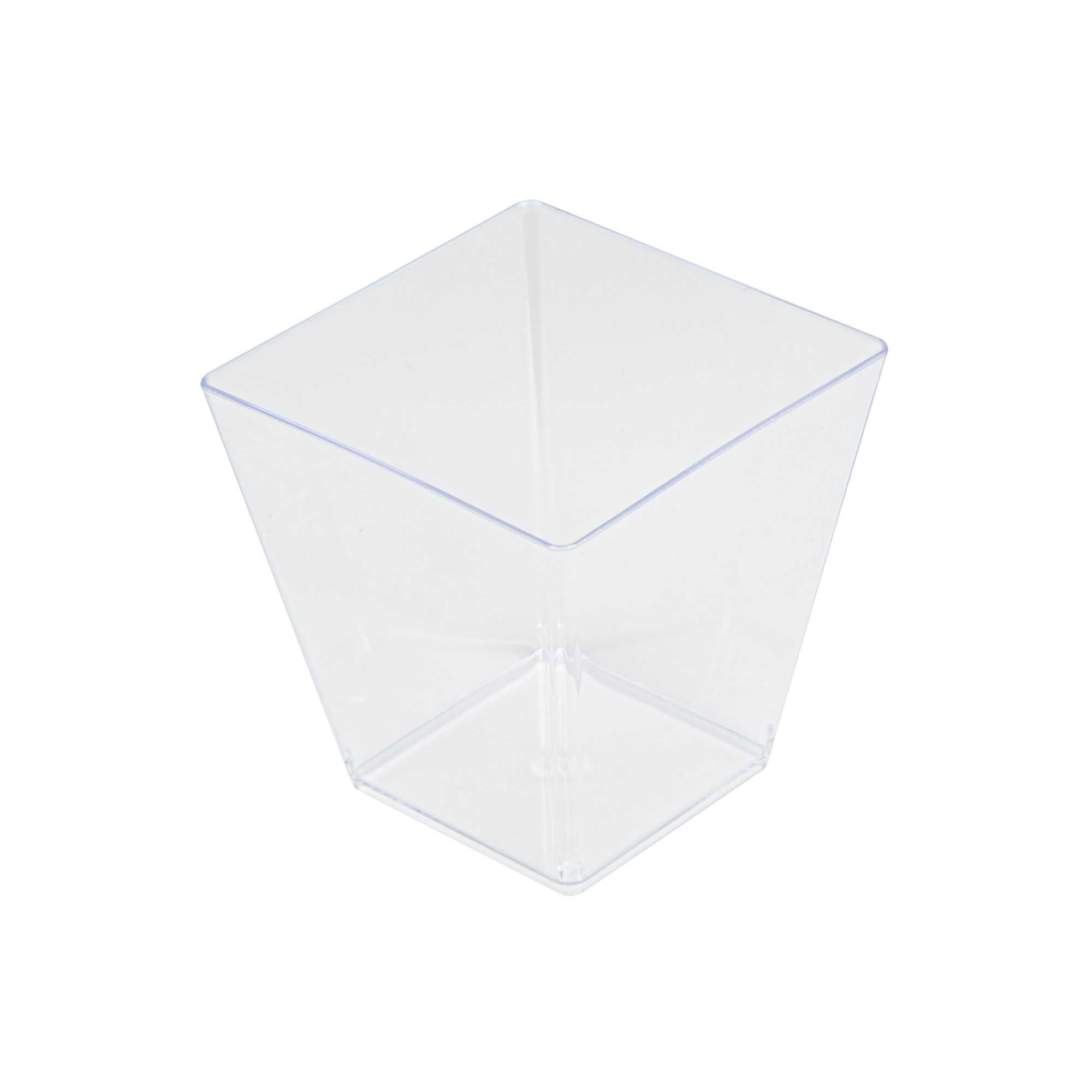 Mini Serve 8 oz Square Clear Plastic Large Kova Cup - 2 3/4" x 2 3/4" x 2 3/4" - 20 count box