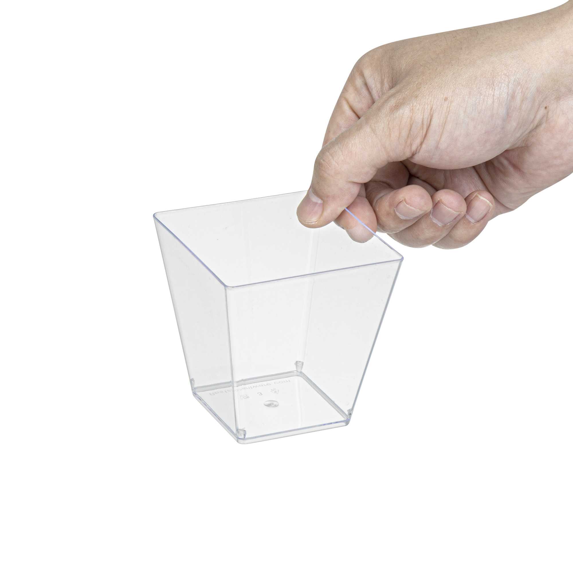Mini Serve 8 oz Square Clear Plastic Large Kova Cup - 2 3/4" x 2 3/4" x 2 3/4" - 20 count box