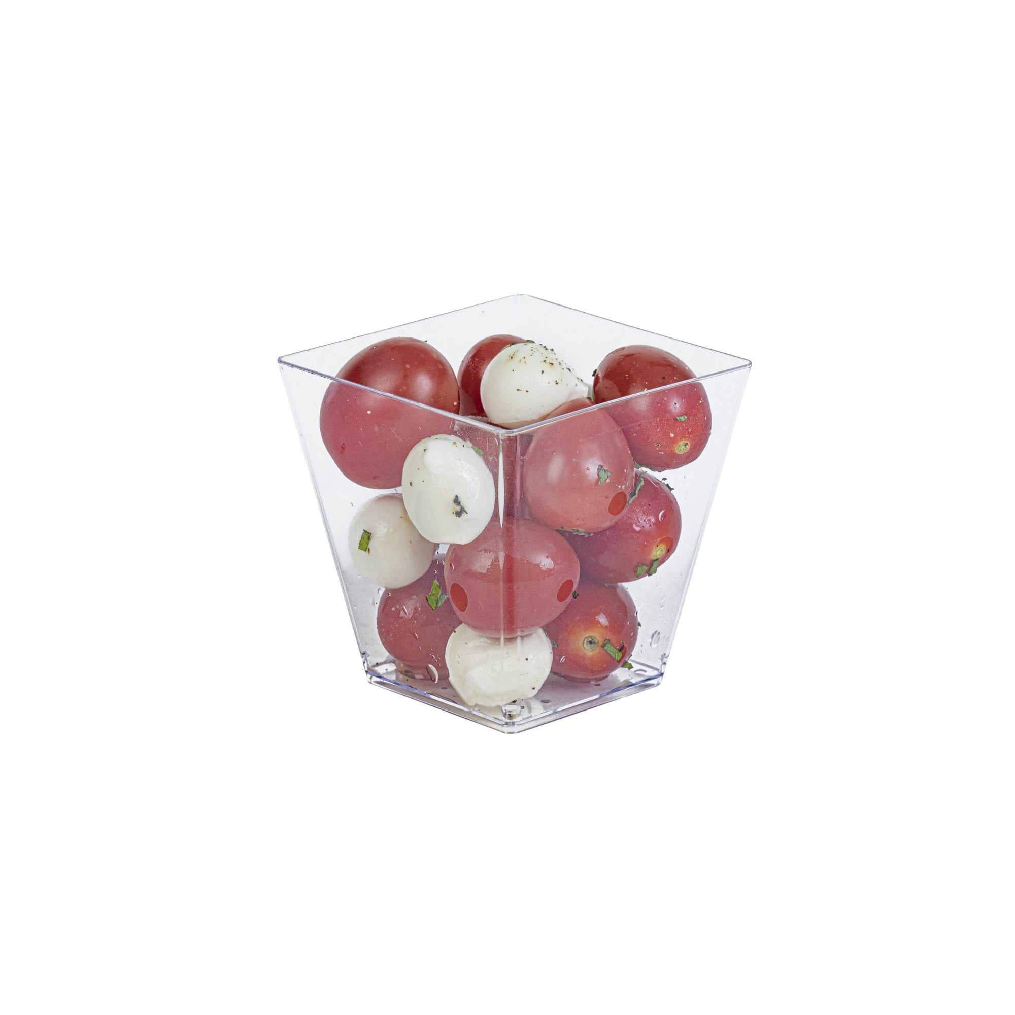 Mini Serve 8 oz Square Clear Plastic Large Kova Cup - 2 3/4" x 2 3/4" x 2 3/4" - 20 count box