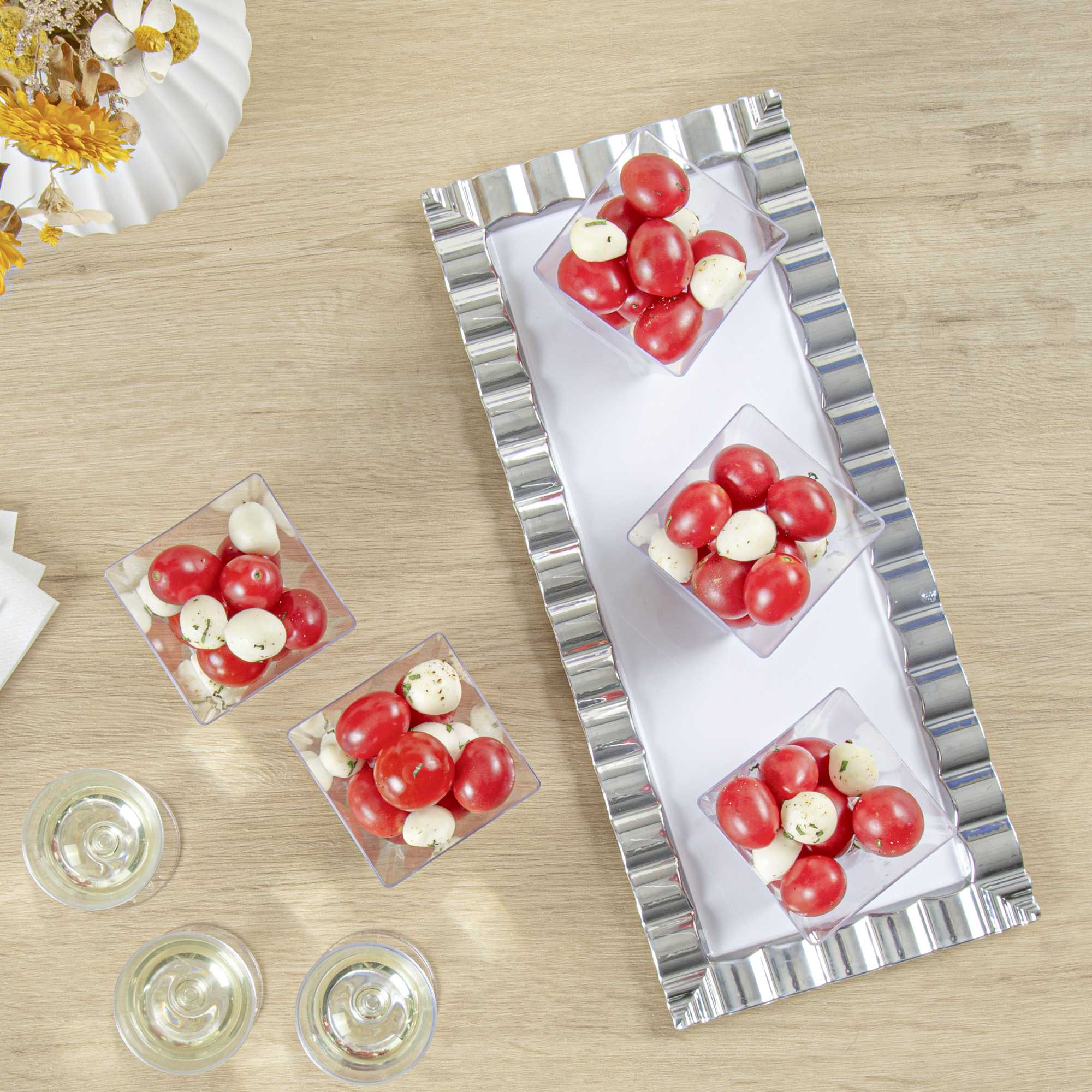 Mini Serve 8 oz Square Clear Plastic Large Kova Cup - 2 3/4" x 2 3/4" x 2 3/4" - 20 count box
