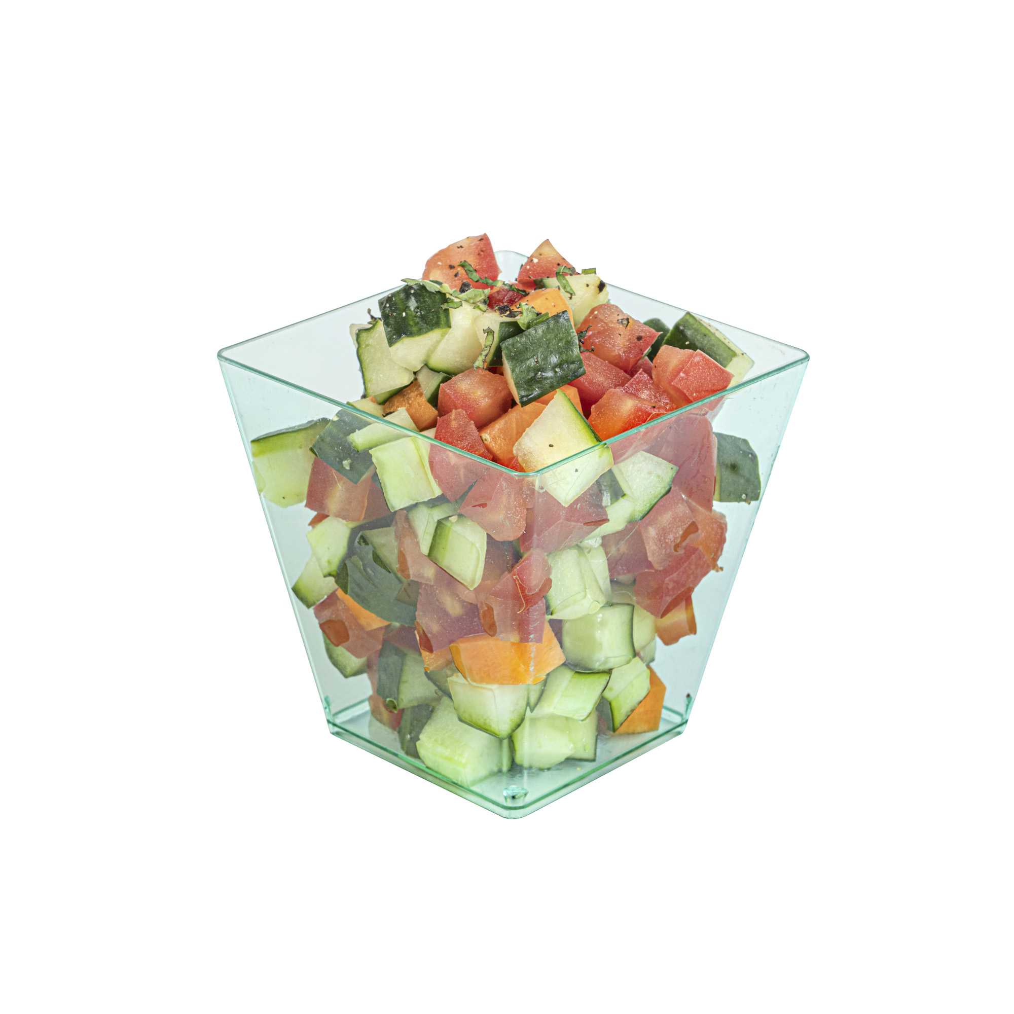 Mini Serve 8 oz Square Seagreen Plastic Large Kova Cup - 2 3/4" x 2 3/4" x 2 3/4" - 20 count box