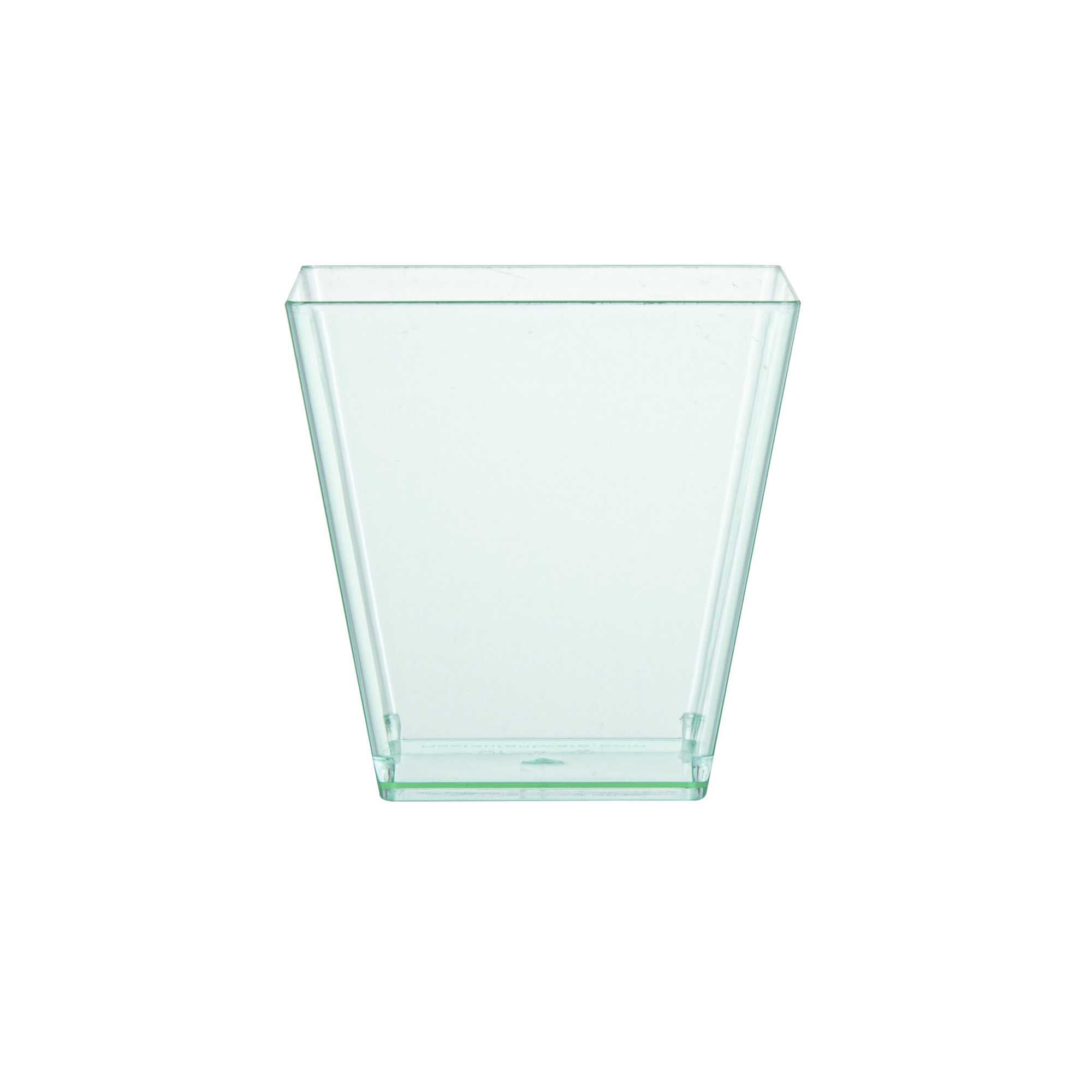 Mini Serve 8 oz Square Seagreen Plastic Large Kova Cup - 2 3/4" x 2 3/4" x 2 3/4" - 20 count box