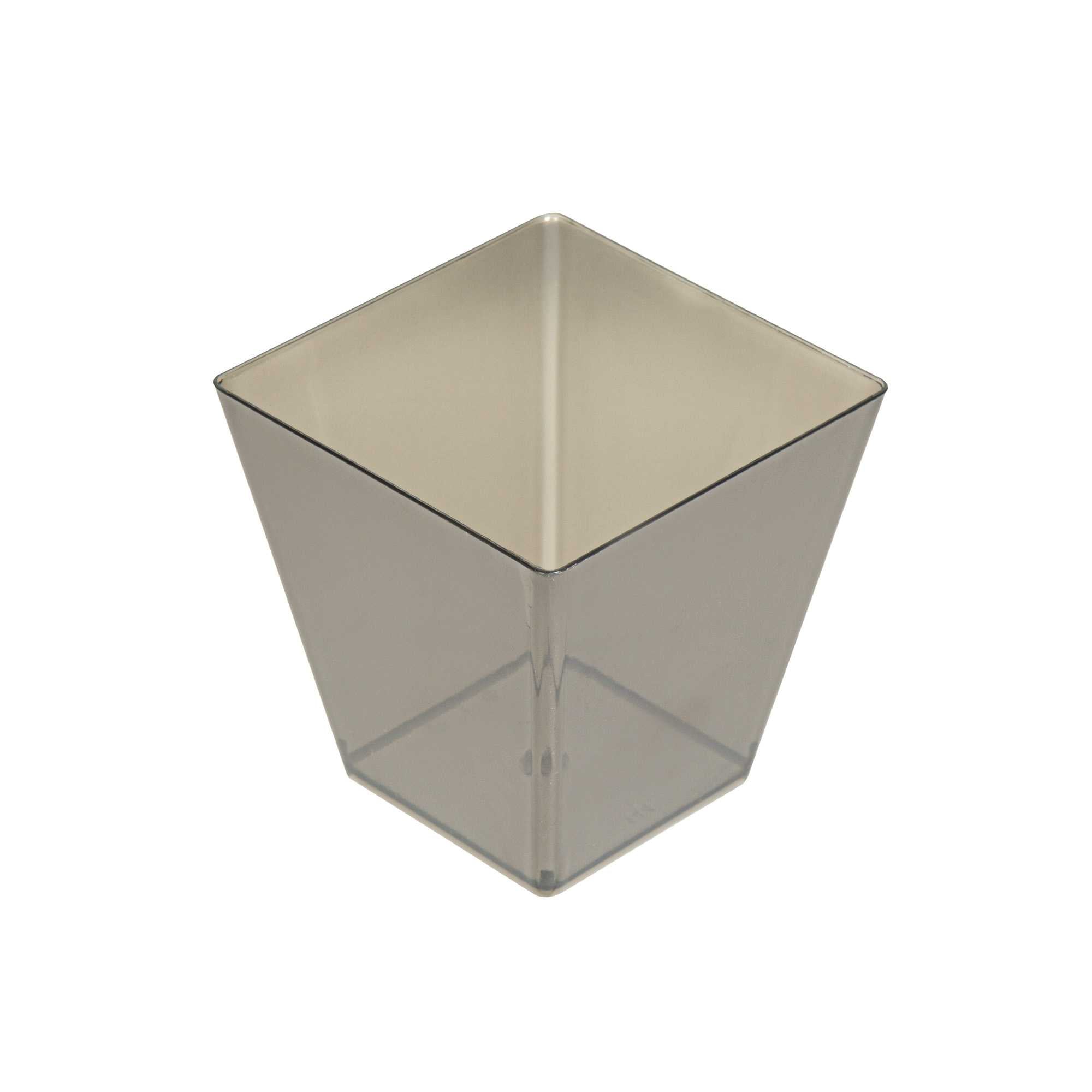 Mini Serve 8 oz Square Smoked Gray Plastic Large Kova Cup - 2 3/4" x 2 3/4" x 2 3/4" - 25 count box