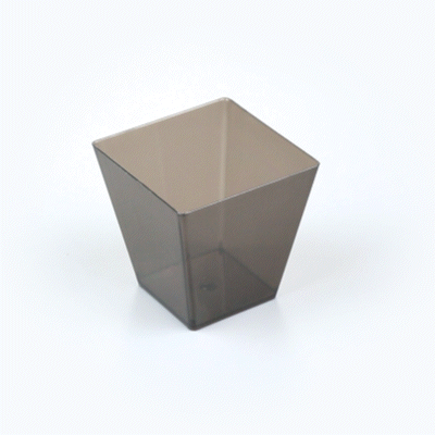 Mini Serve 8 oz Square Smoked Gray Plastic Large Kova Cup - 2 3/4" x 2 3/4" x 2 3/4" - 100 count box