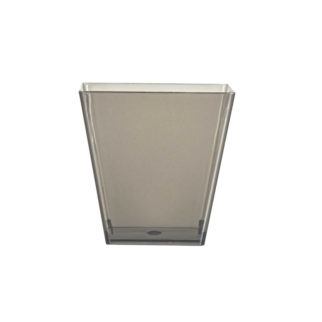 Mini Serve 8 oz Square Smoked Gray Plastic Large Kova Cup - 2 3/4" x 2 3/4" x 2 3/4" - 100 count box