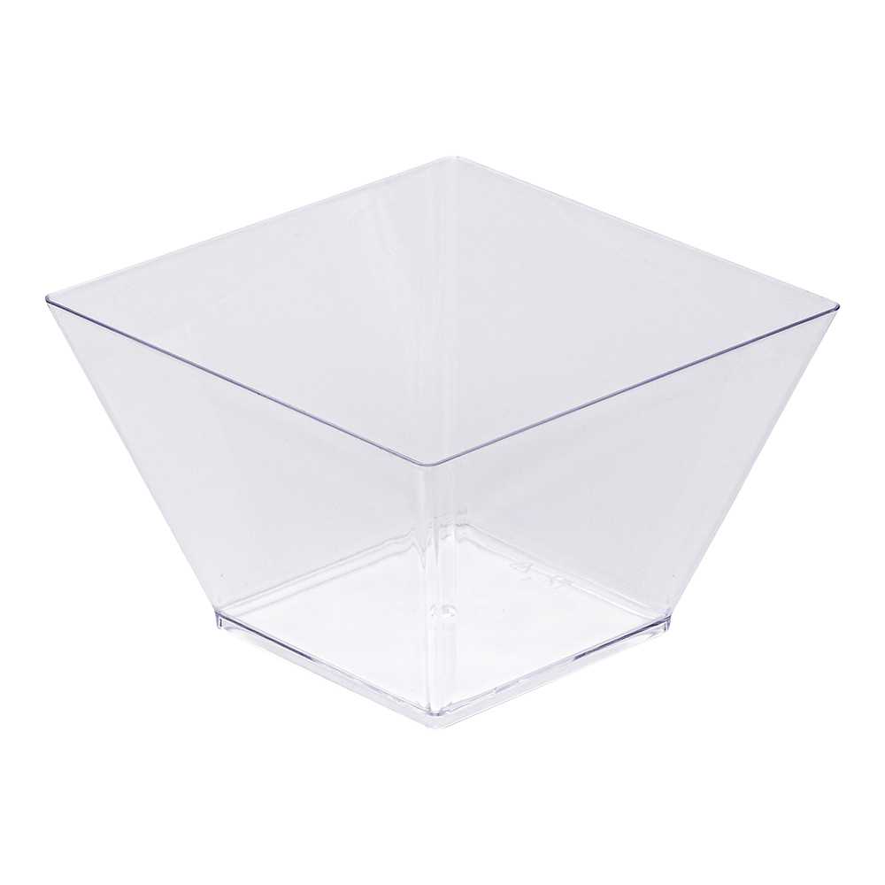 Mini Serve 16 oz Square Clear Plastic Large Kova Bowl - 4 1/4" x 4 1/4" x 3" - 100 count box