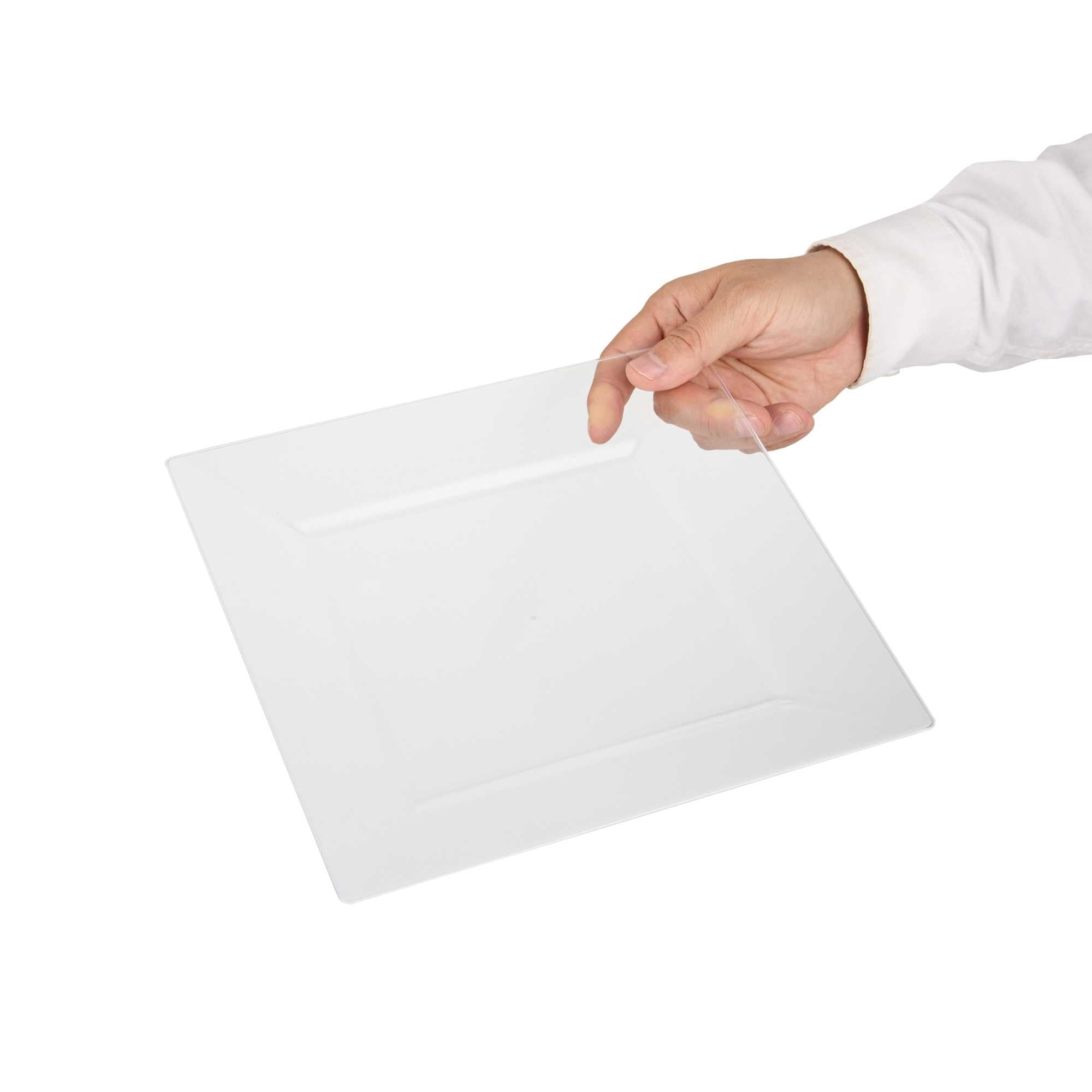 Maxi Serve Square Clear Plastic Modern Plate - 9 1/2" x 9 1/2" x 1/2" - 100 count box