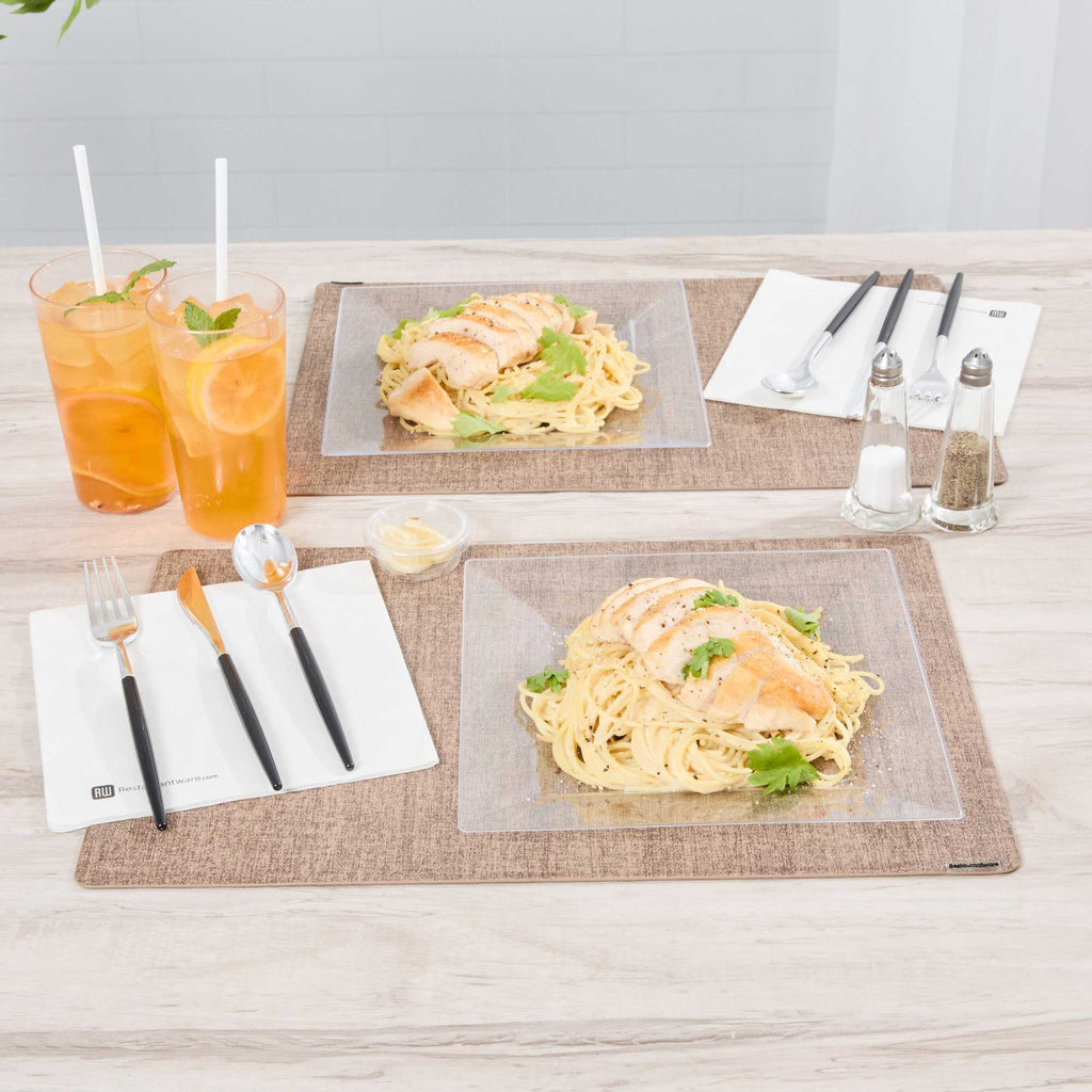Maxi Serve Square Clear Plastic Modern Plate - 9 1/2" x 9 1/2" x 1/2" - 100 count box