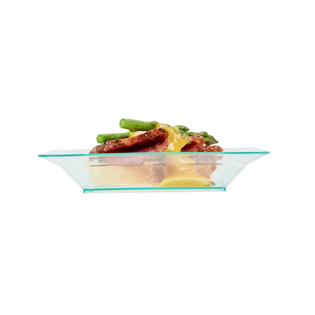 Mini Serve Square Seagreen Plastic Plate - 4 1/4" x 4 1/4" x 1/2" - 100 count box