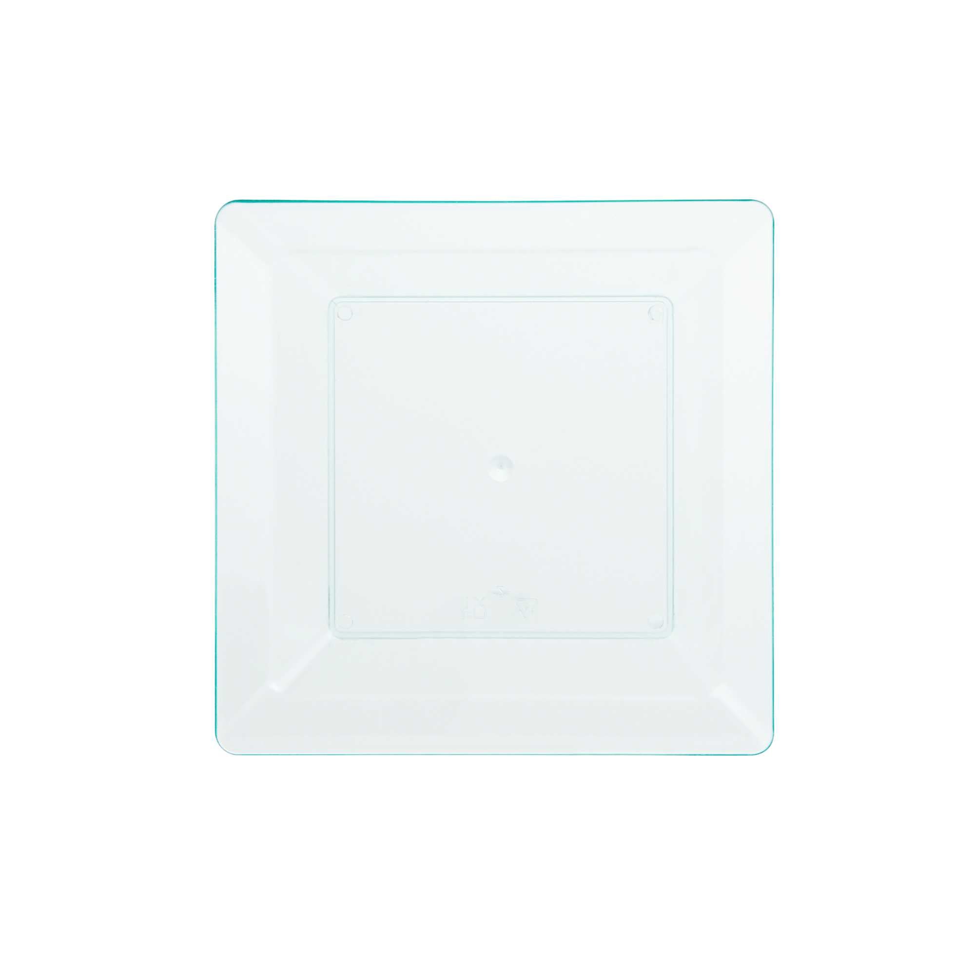 Mini Serve Square Seagreen Plastic Plate - 4 1/4" x 4 1/4" x 1/2" - 100 count box