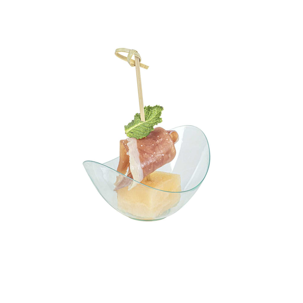 Mini Serve 2 oz Oval Seagreen Plastic Alato Tasting Dish - 3 1/2" x 2 3/4" x 1 3/4" - 100 count box