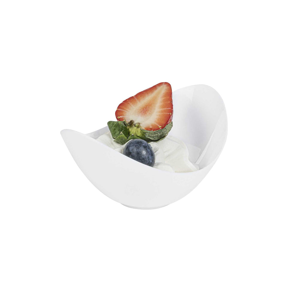 Mini Serve 2 oz Oval White Plastic Alato Tasting Dish - 3 1/2" x 2 3/4" x 1 3/4" - 100 count box