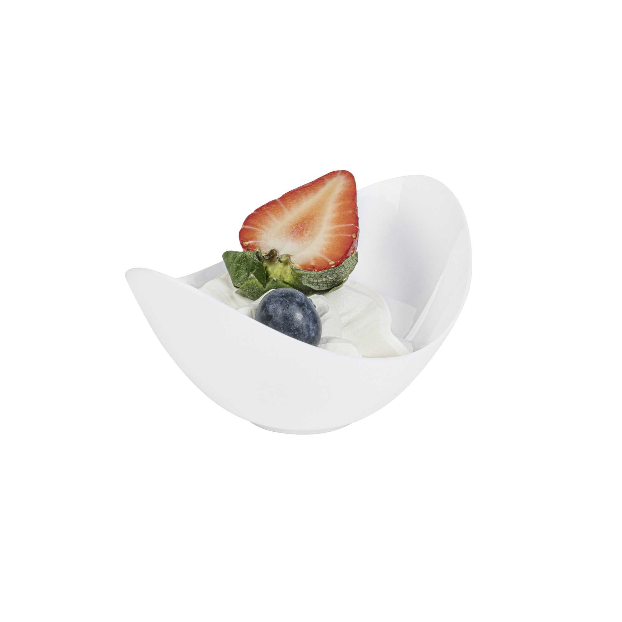 Mini Serve 2 oz Oval White Plastic Alato Tasting Dish - 3 1/2" x 2 3/4" x 1 3/4" - 100 count box
