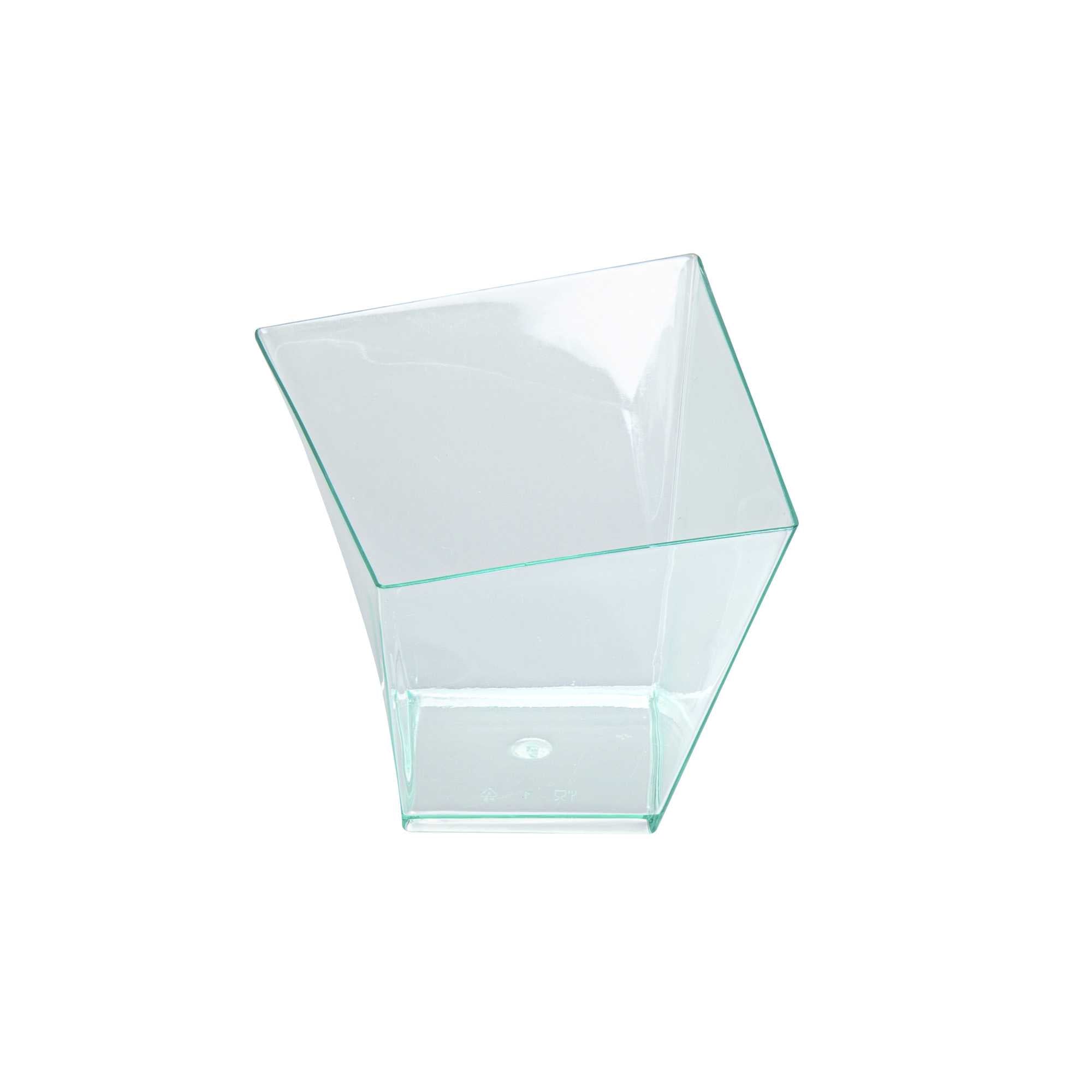 Mini Serve 6 oz Square Seagreen Plastic Large Girata Dish - 3 1/4" x 2 3/4" x 3" - 100 count box