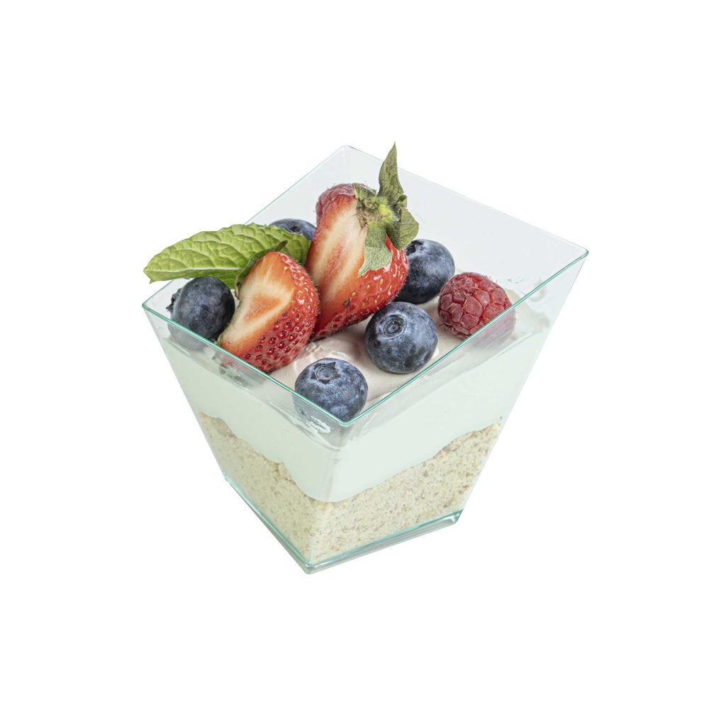 Mini Serve 6 oz Square Seagreen Plastic Large Girata Dish - 3 1/4" x 2 3/4" x 3" - 100 count box