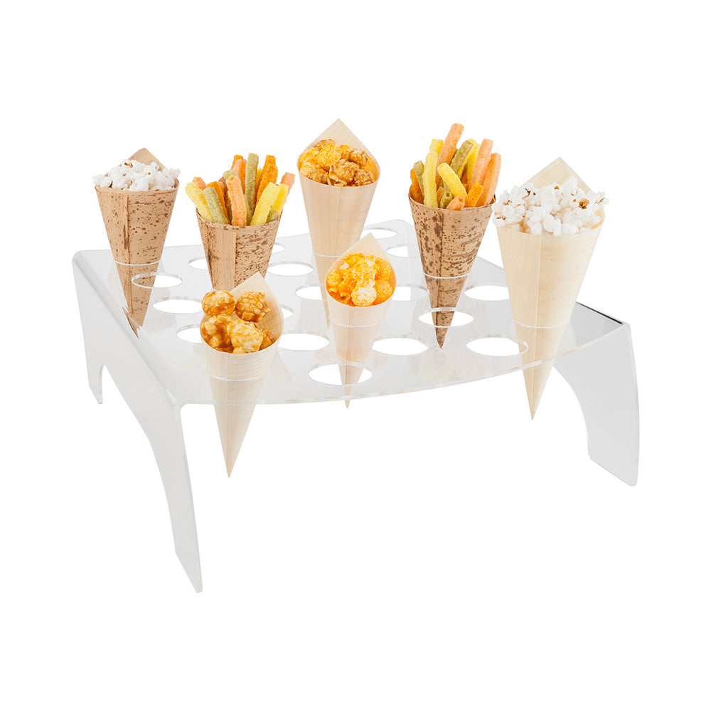 Cone Tek Rectangle Clear Plastic Acrylic Cone Stand - 25 slots - 13 1/2" x 12 1/4" x 4 1/4" - 1 count box