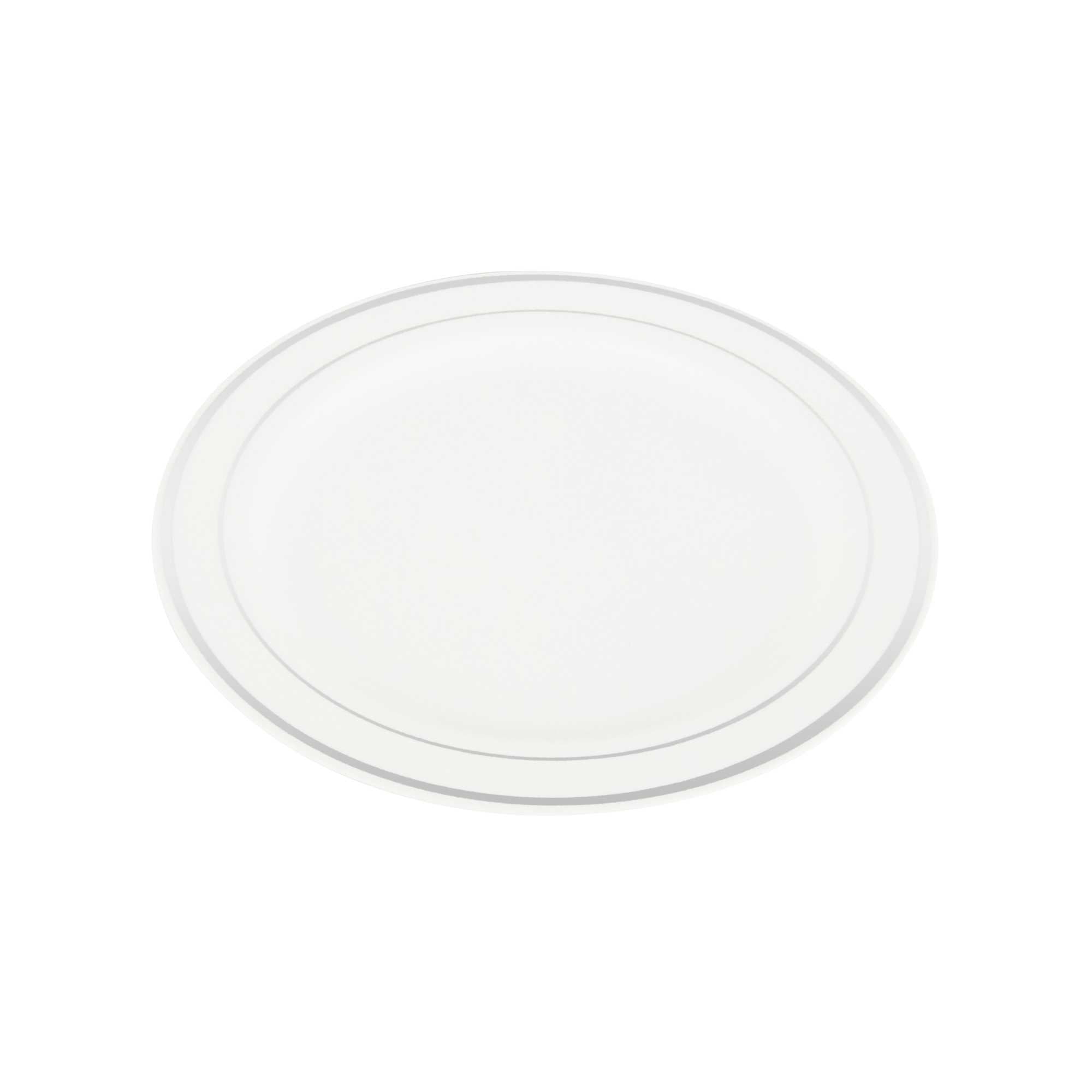 Maxi Serve Round White Plastic Silver-Rimmed Plate - 7 1/2" x 7 1/2" x 1/2" - 100 count box