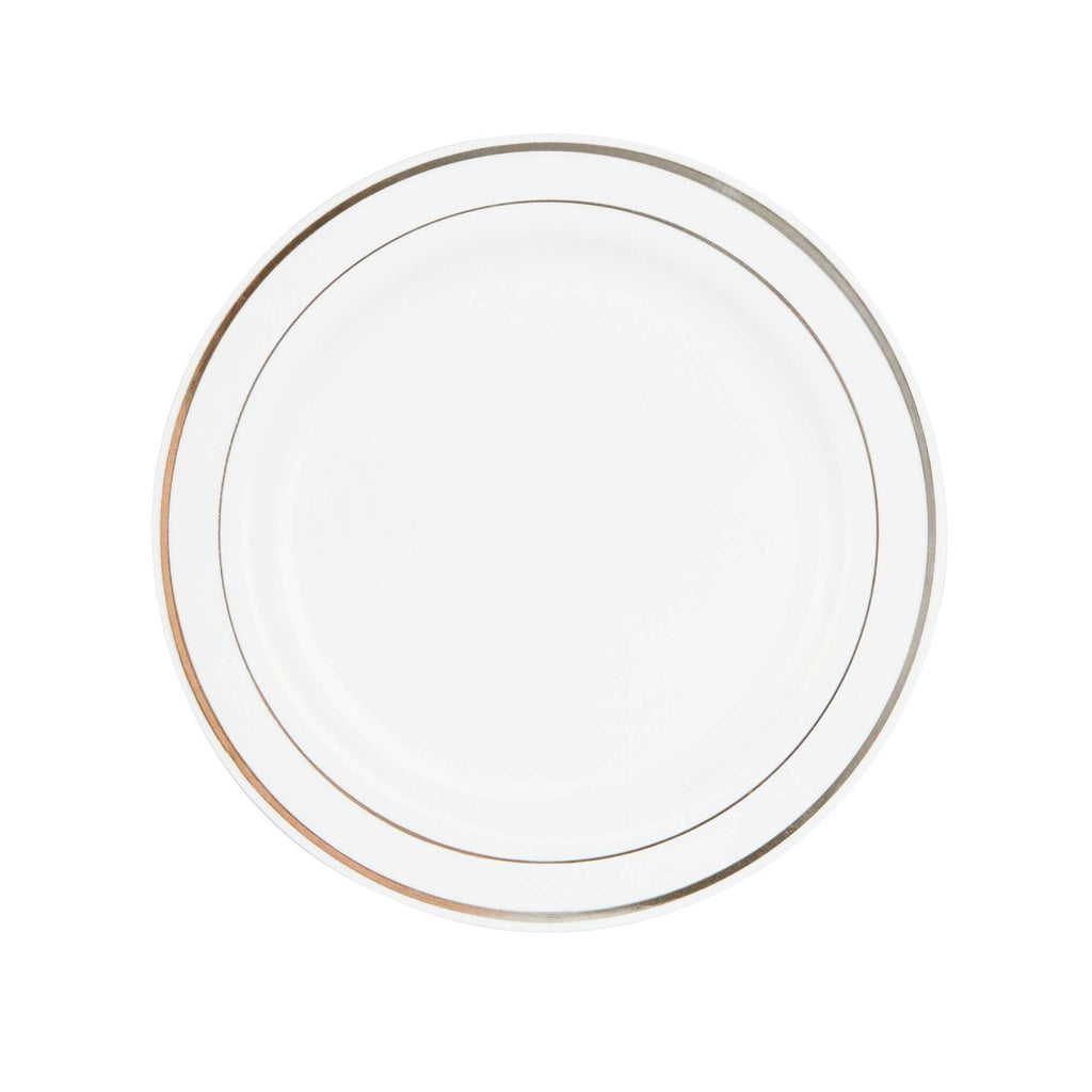 Maxi Serve Round White Plastic Silver-Rimmed Plate - 7 1/2" x 7 1/2" x 1/2" - 100 count box