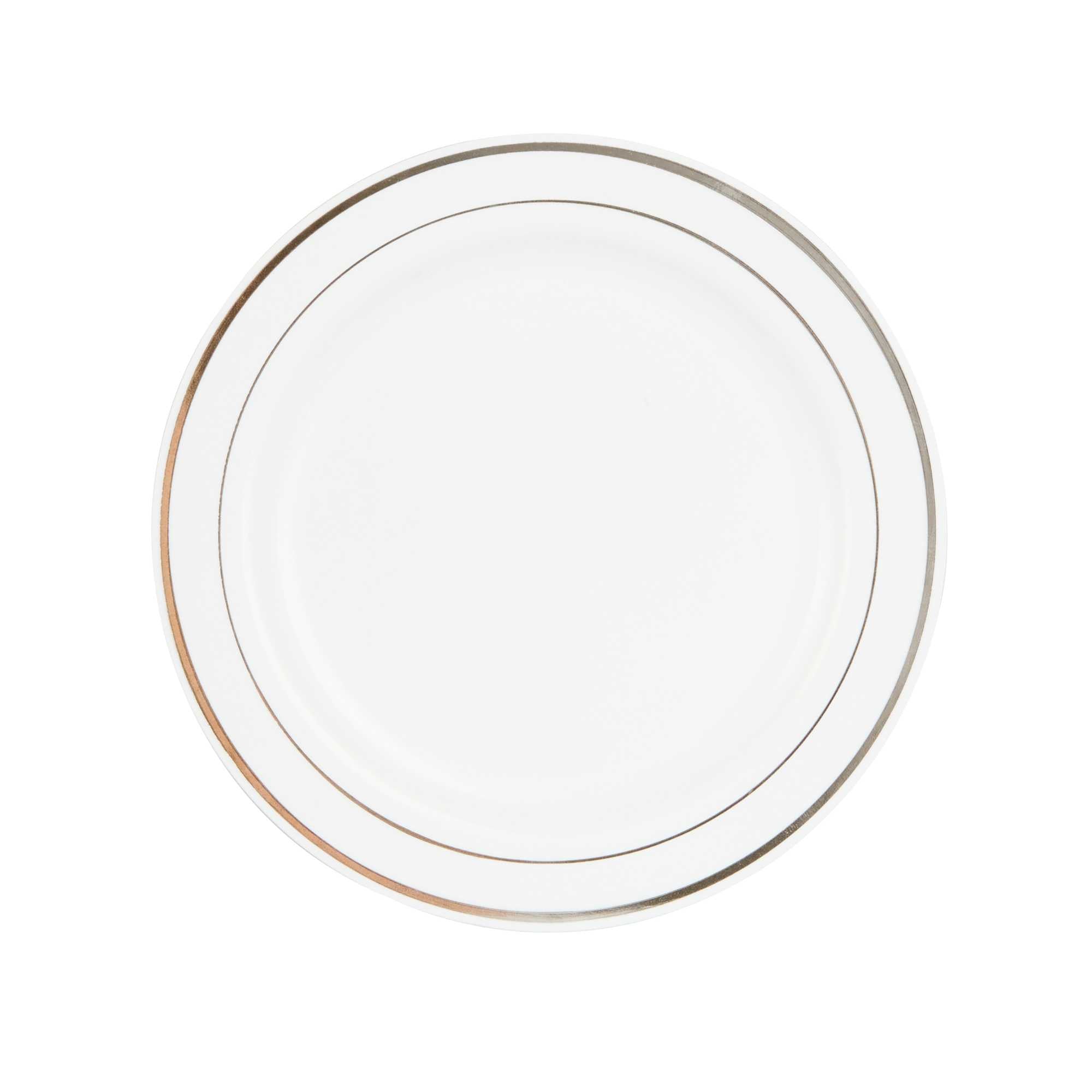 Maxi Serve Round White Plastic Silver-Rimmed Plate - 7 1/2" x 7 1/2" x 1/2" - 100 count box