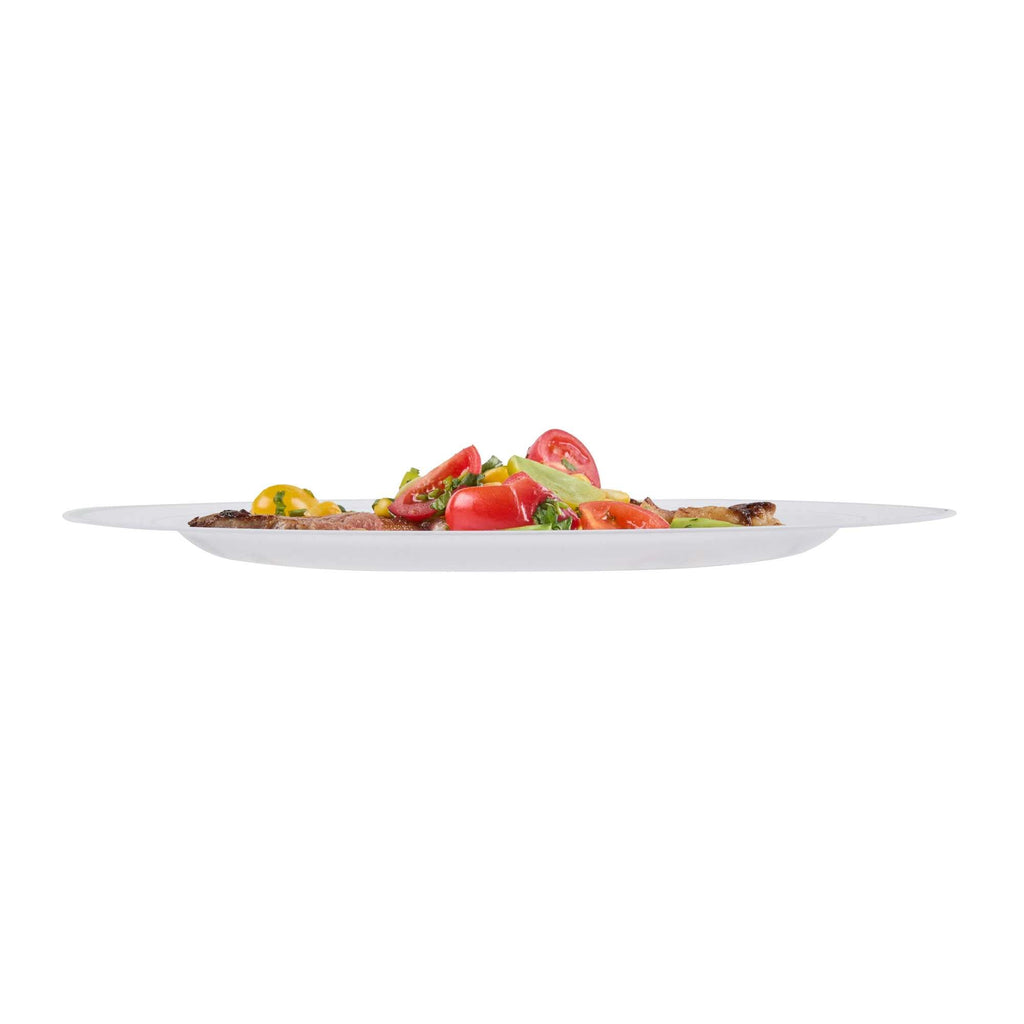 Maxi Serve Round White Plastic Silver-Rimmed Plate - 10 1/2" x 10 1/2" x 1/2" - 100 count box