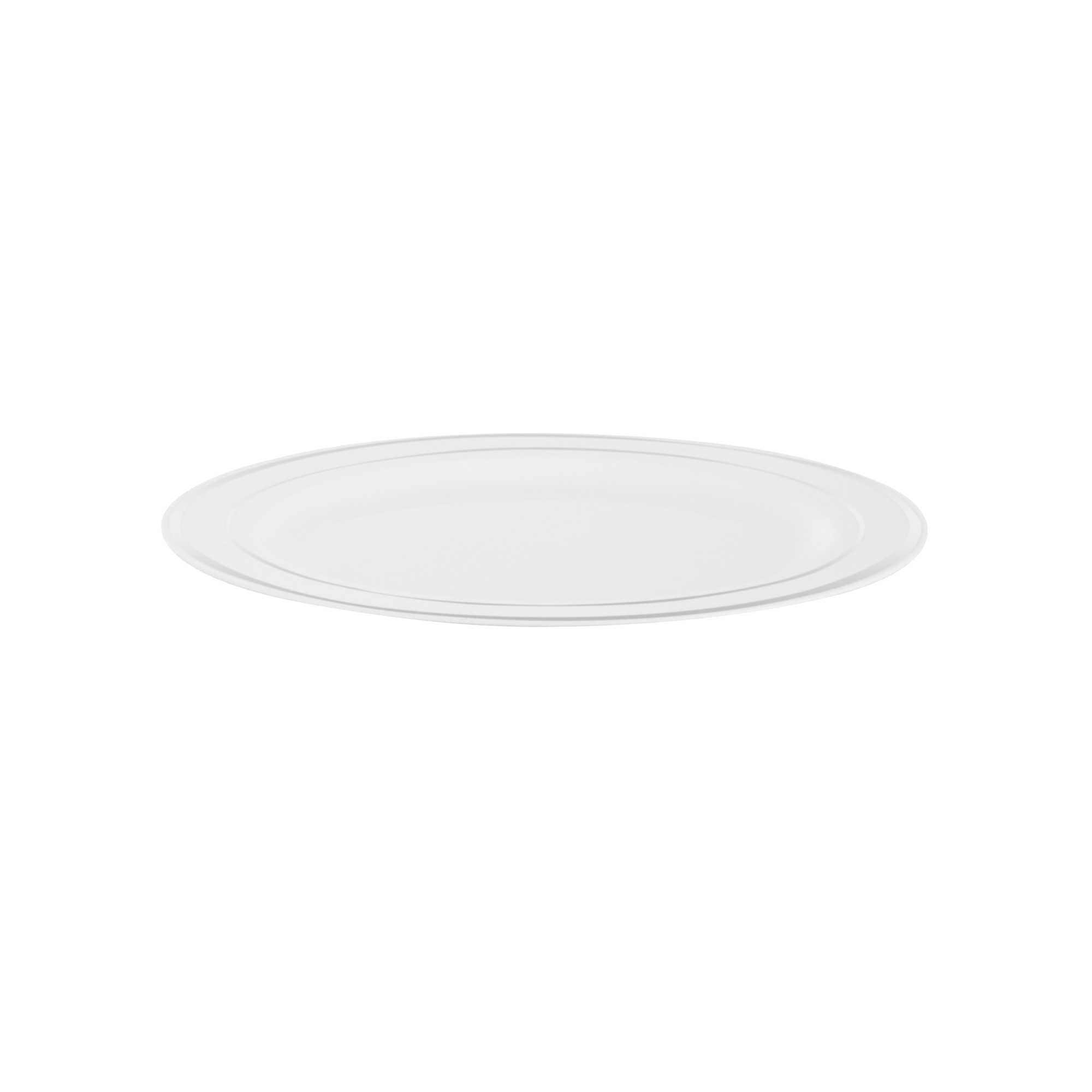 Maxi Serve Round White Plastic Silver-Rimmed Plate - 10 1/2" x 10 1/2" x 1/2" - 100 count box