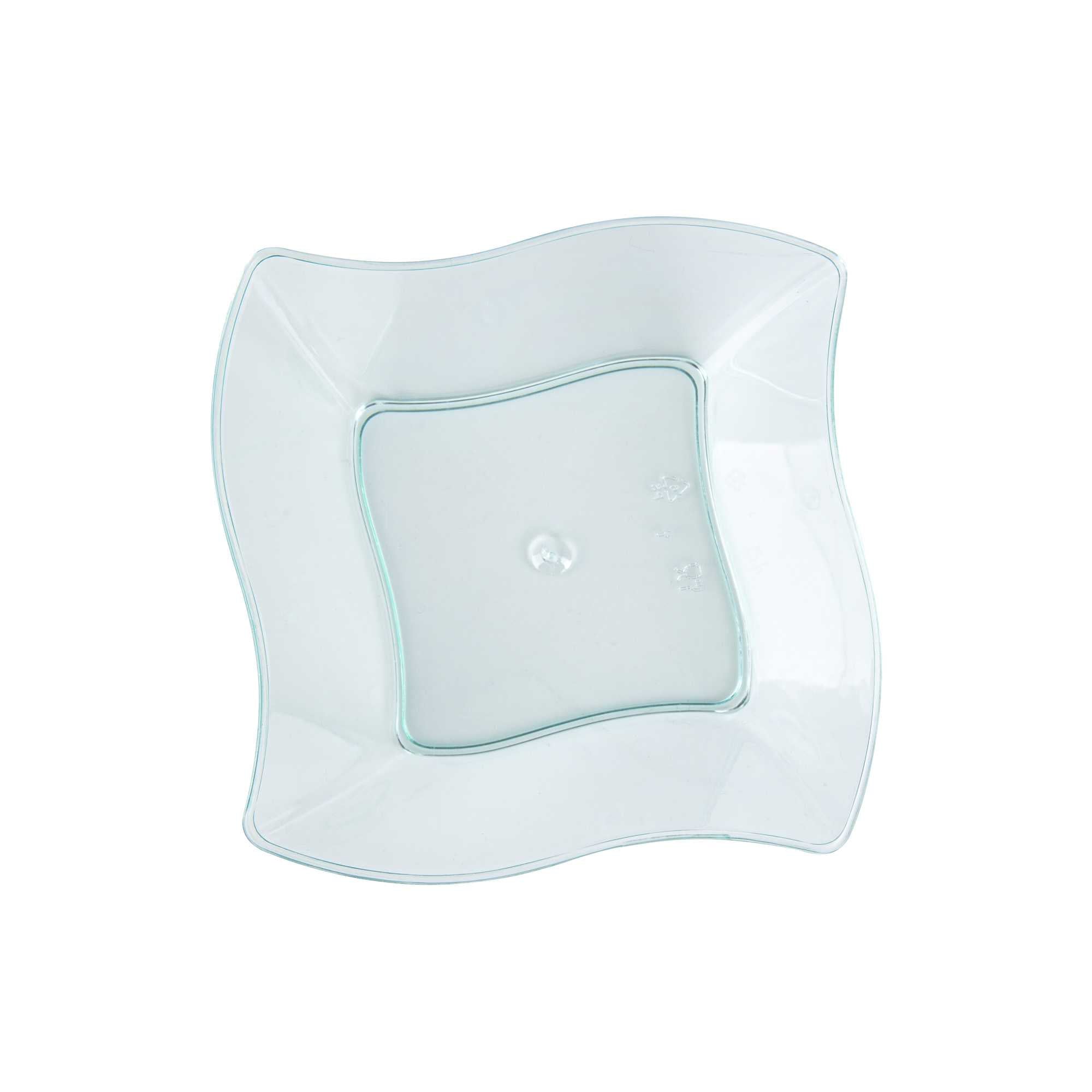 Mini Serve 6 oz Square Seagreen Plastic Aqua Bowl - 3 1/4" x 3 1/4" x 1 1/2" - 100 count box