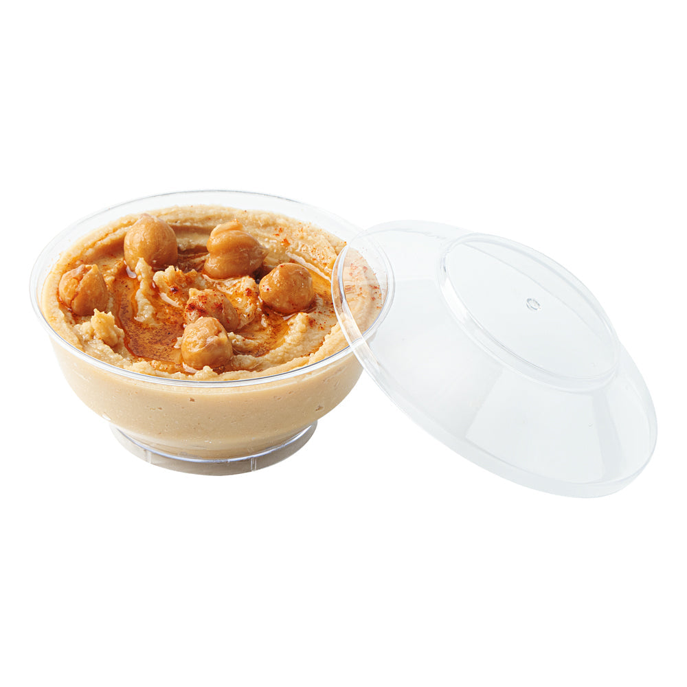 Mini Serve 4 oz Round Clear Plastic Medium Deli Cup - with Lid - 3 1/4" x 3 1/4" x 2" - 100 count box