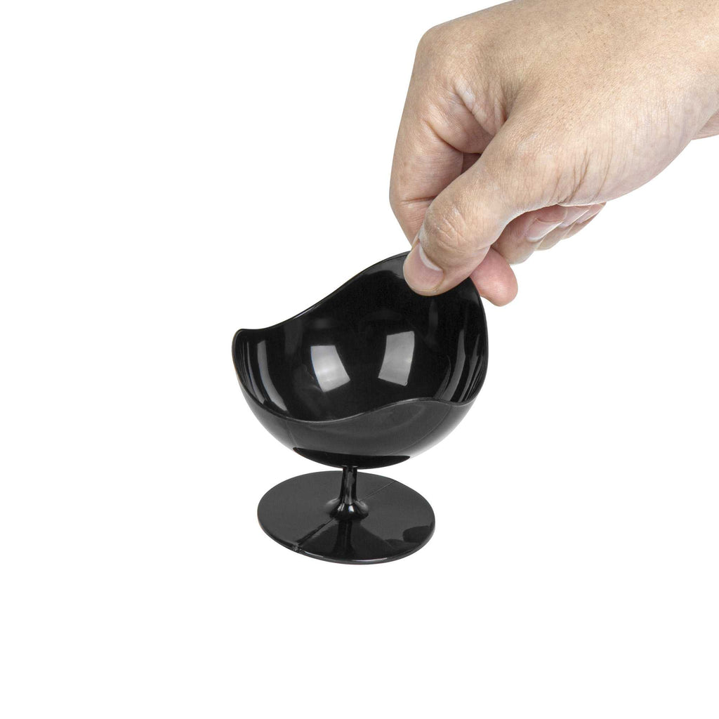 Mini Serve 2 oz Round Black Plastic Ball Chair - 2 3/4" x 2 3/4" x 2 3/4" - 100 count box
