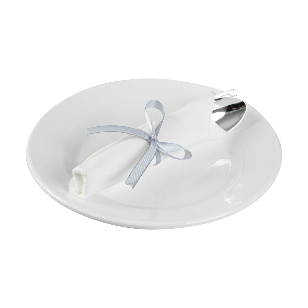 Argento Silver Plastic Cutlery Set - with White Napkin, Silver Ribbon - 7 1/4" x 2" x 1 3/4" - 100 count box