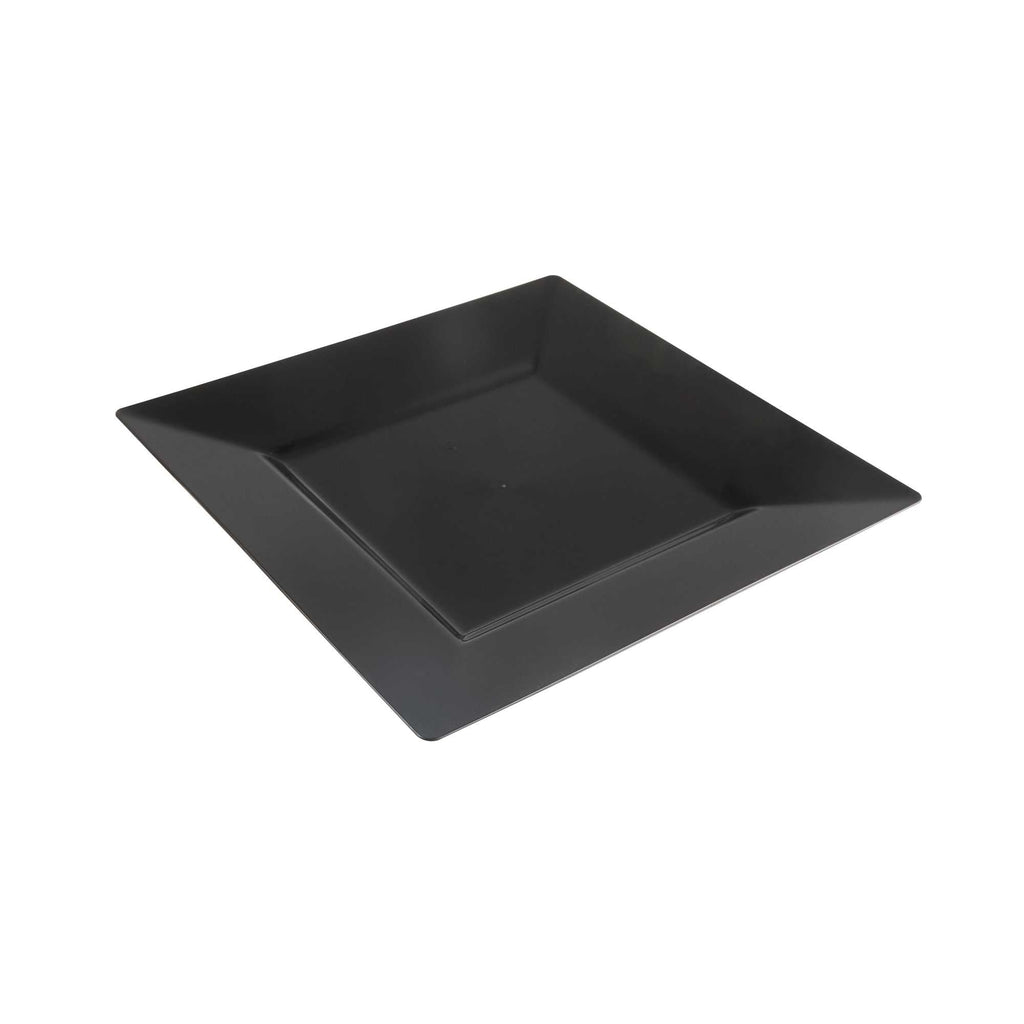 Maxi Serve Square Black Plastic Dinner Plate - 10 3/4" x 10 3/4" x 1/2" - 100 count box