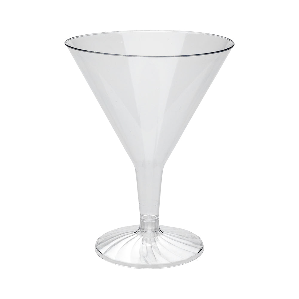 Bev Tek 8 oz Clear Plastic Martini Glass - 3 1/4" x 3 1/4" x 5" - 100 count box
