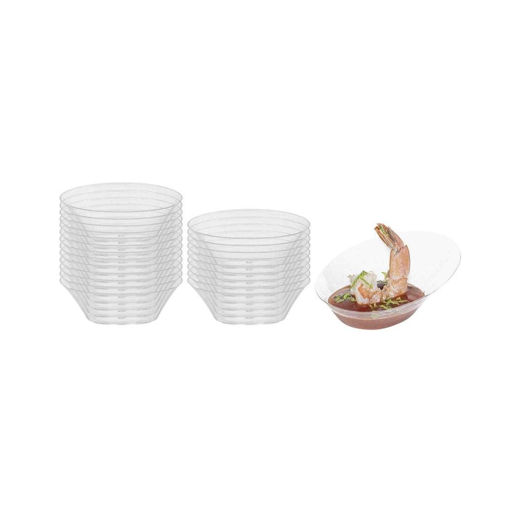Mini Serve Oval Clear Plastic Ellipse Dish - 4" x 3" x 1 1/4" - 50 count box